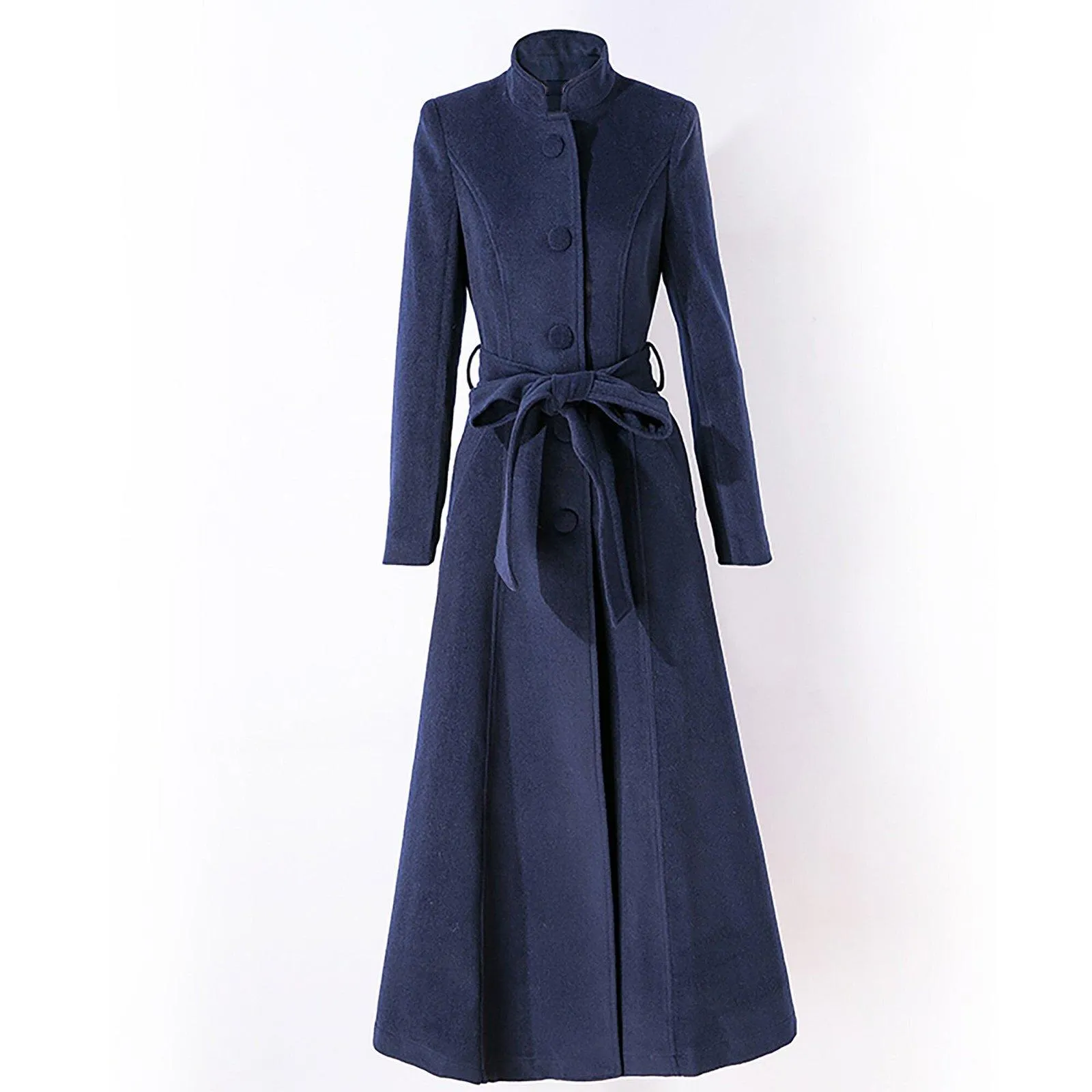 Custom Wool Blend Single Breasted Fit & Flare Long Coat