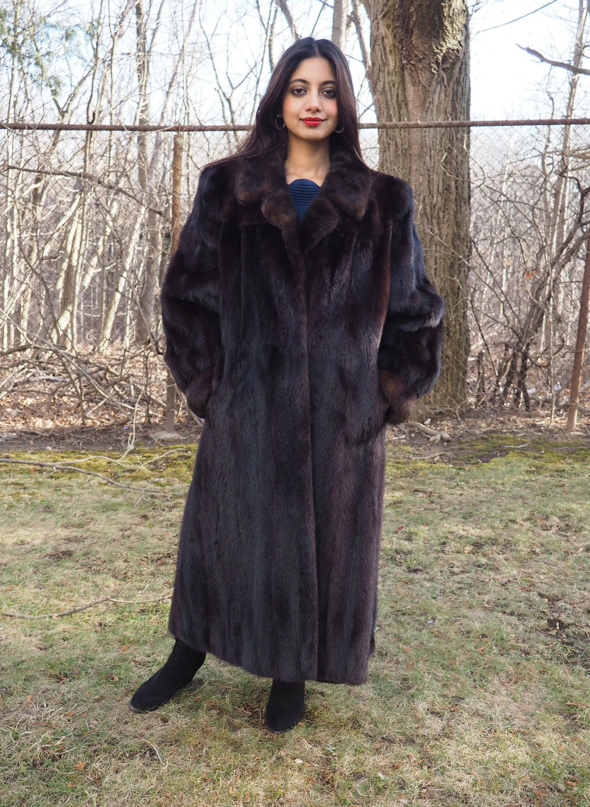 Dark Ranch Black Mink Coat Coats M Notch Collar