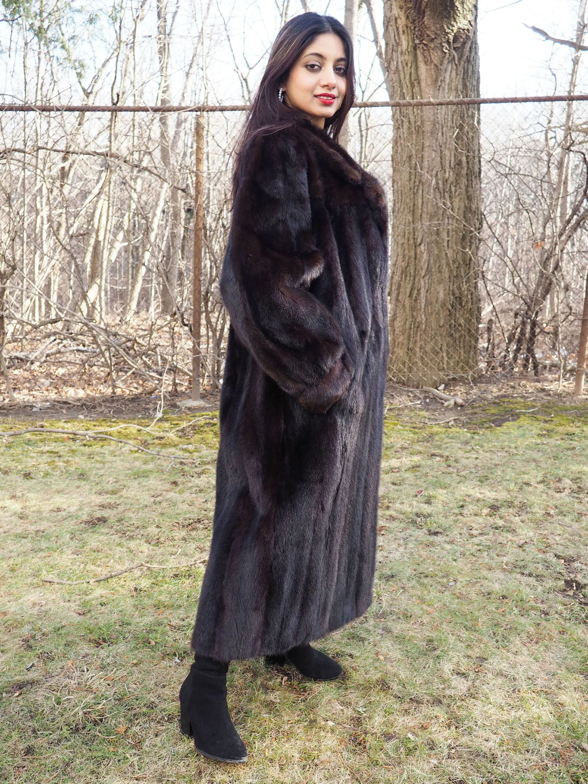 Dark Ranch Black Mink Coat Coats M Notch Collar