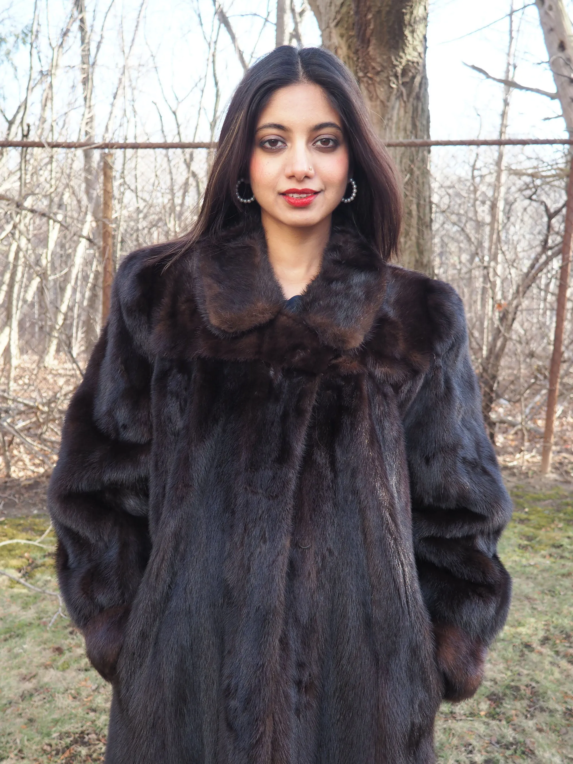 Dark Ranch Black Mink Coat Coats M Notch Collar