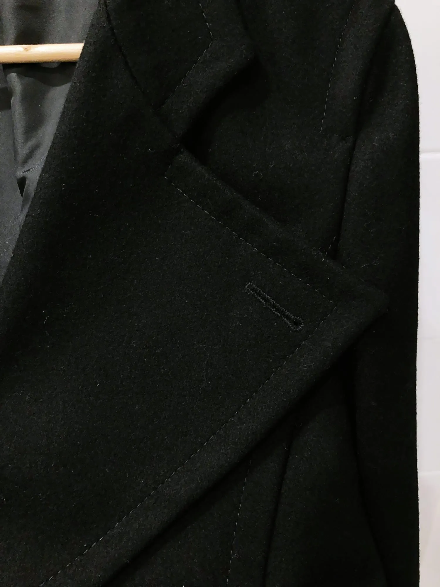 Dirk Bikkembergs 1990s black wool melton exaggerated lapel coat - size 46