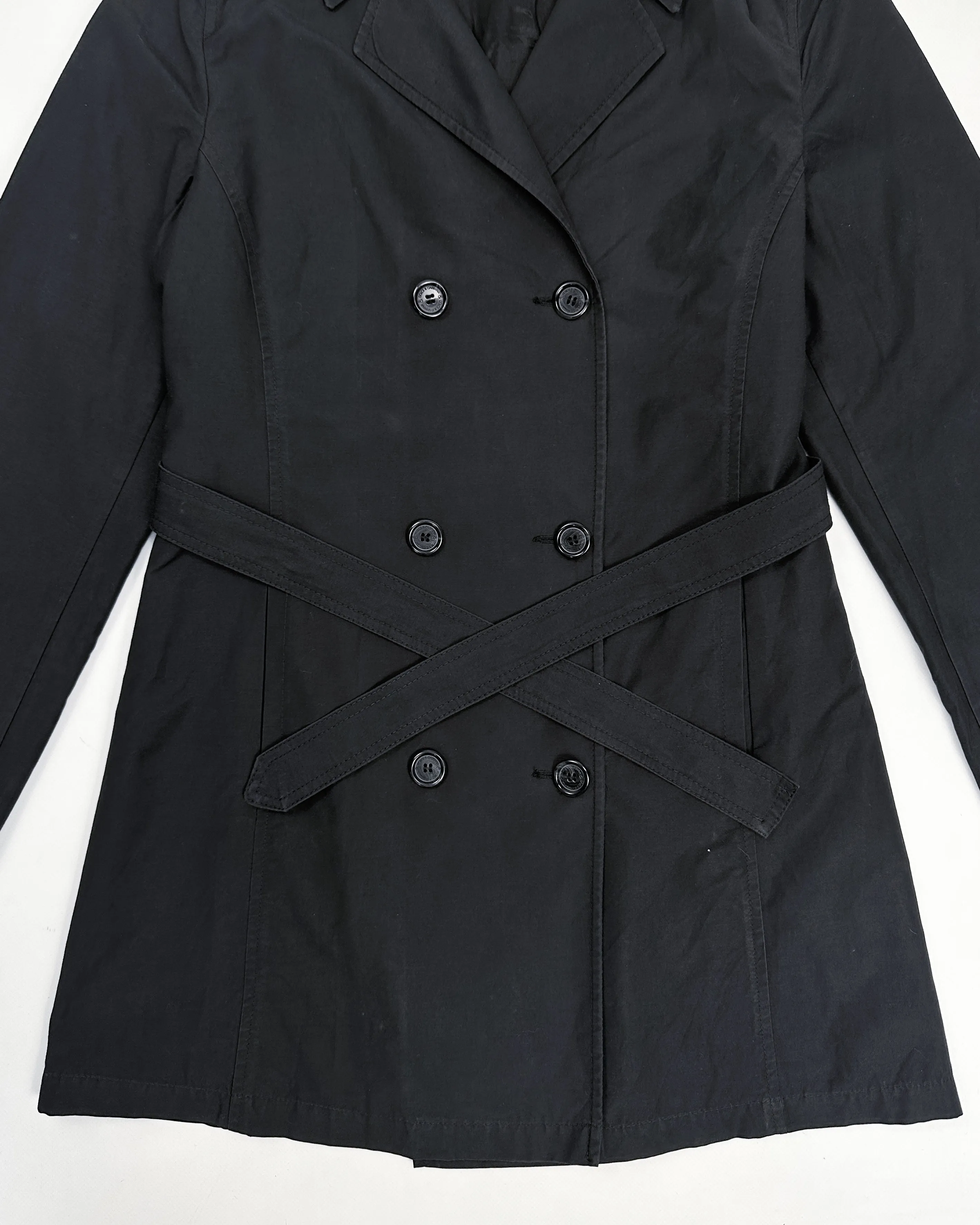 Dolce & Gabbana Black Belted Trench Coat 2000's