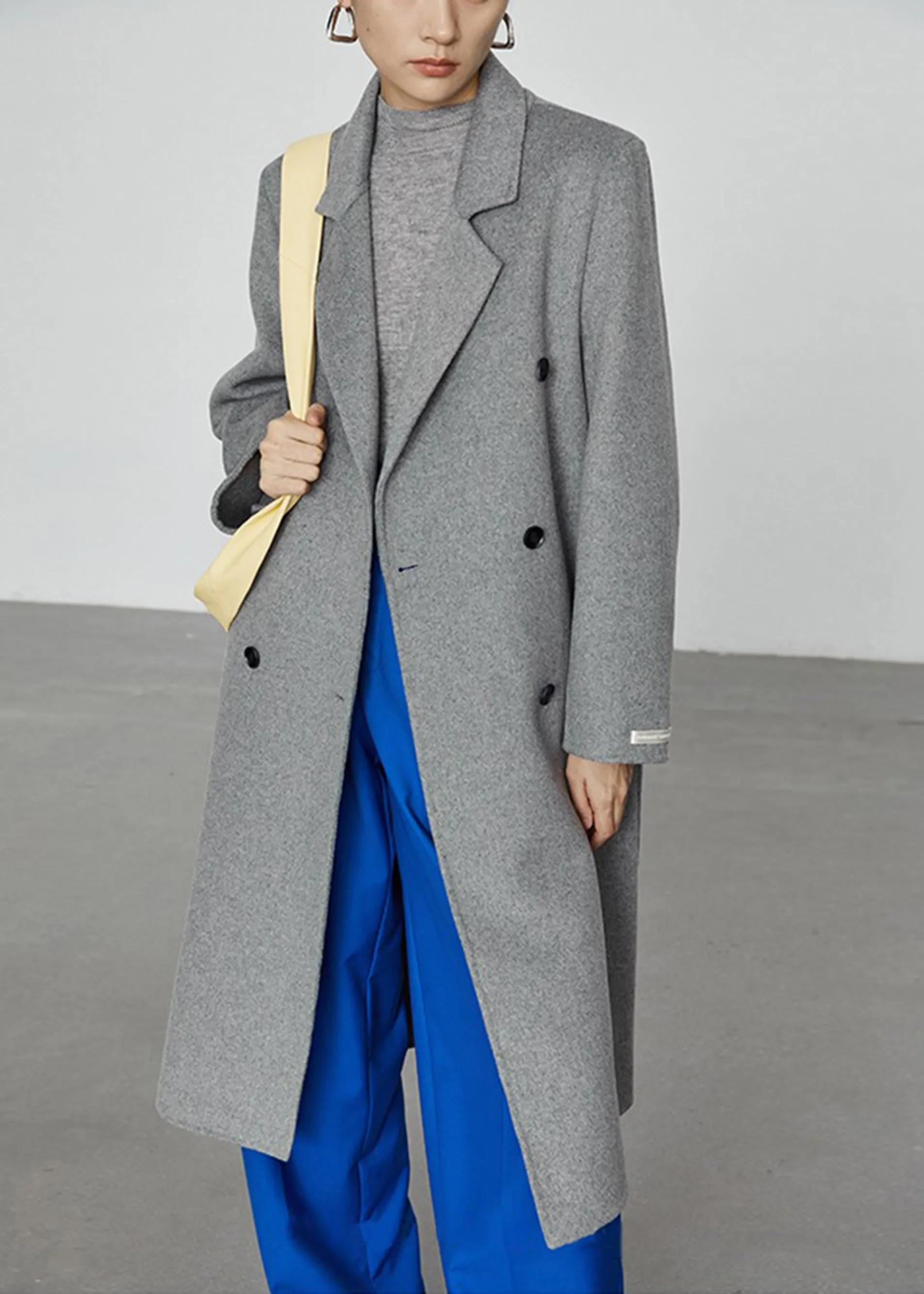 Double Breasted Wool Blend Coat