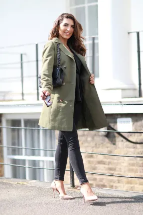 Double Second Khaki Fitted Trench Coat