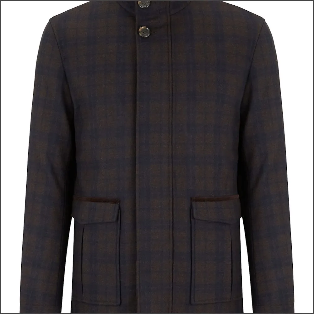 Douglas Barkley Brown  Check Car Coat<>