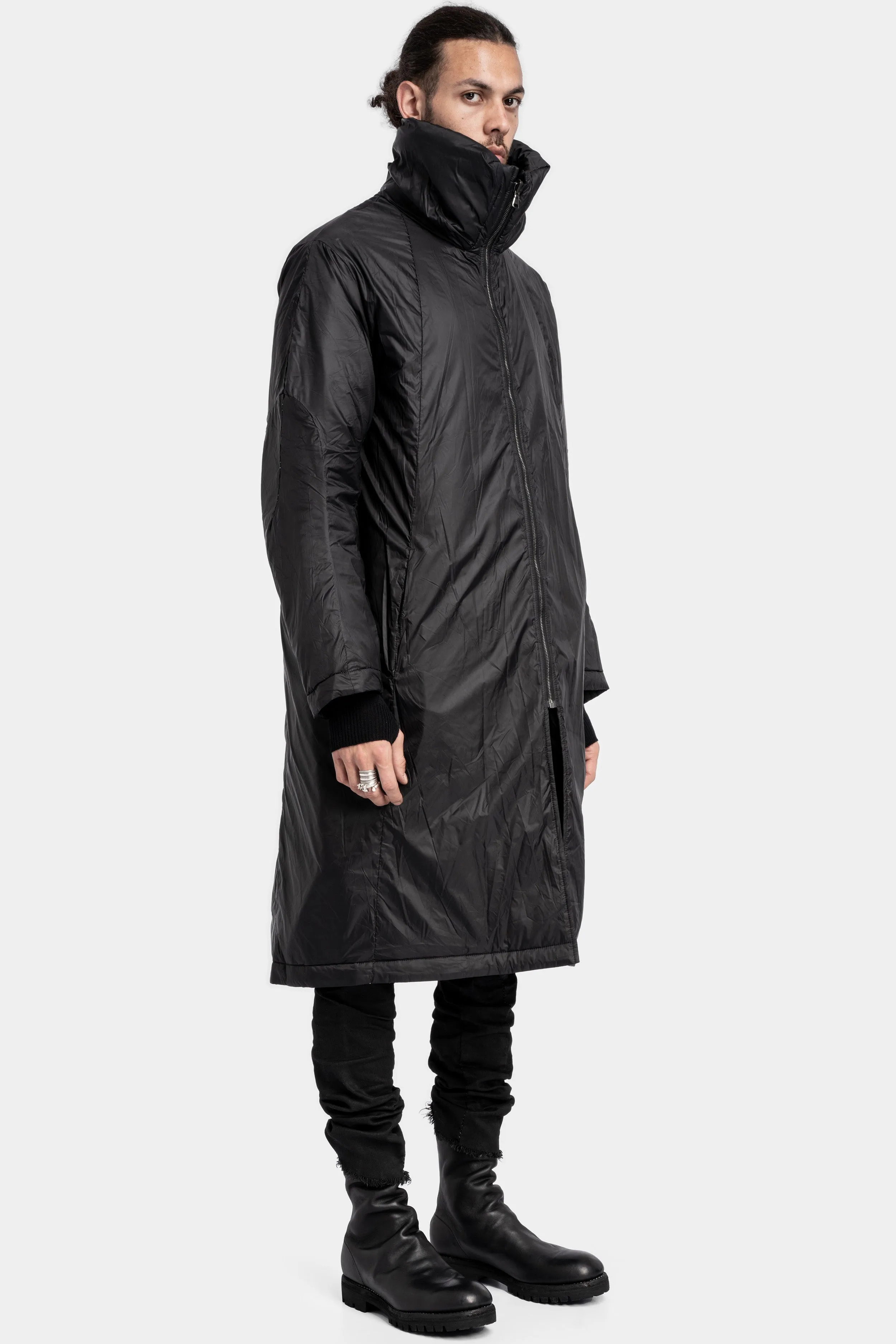 Mens Waterproof Two-Layer Down-Padded Waxed Cotton Ripstop Parka with Hood