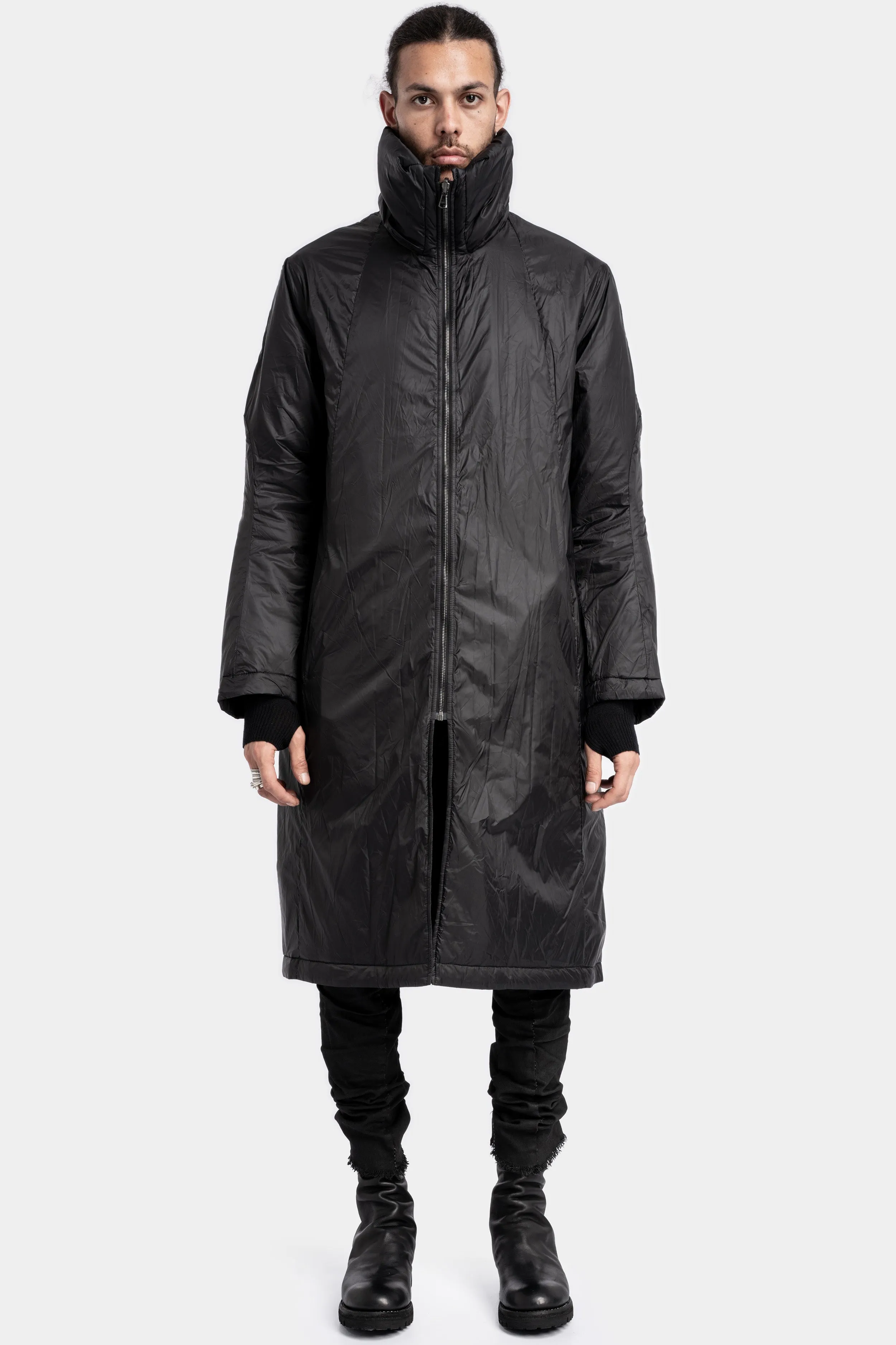 Mens Waterproof Two-Layer Down-Padded Waxed Cotton Ripstop Parka with Hood