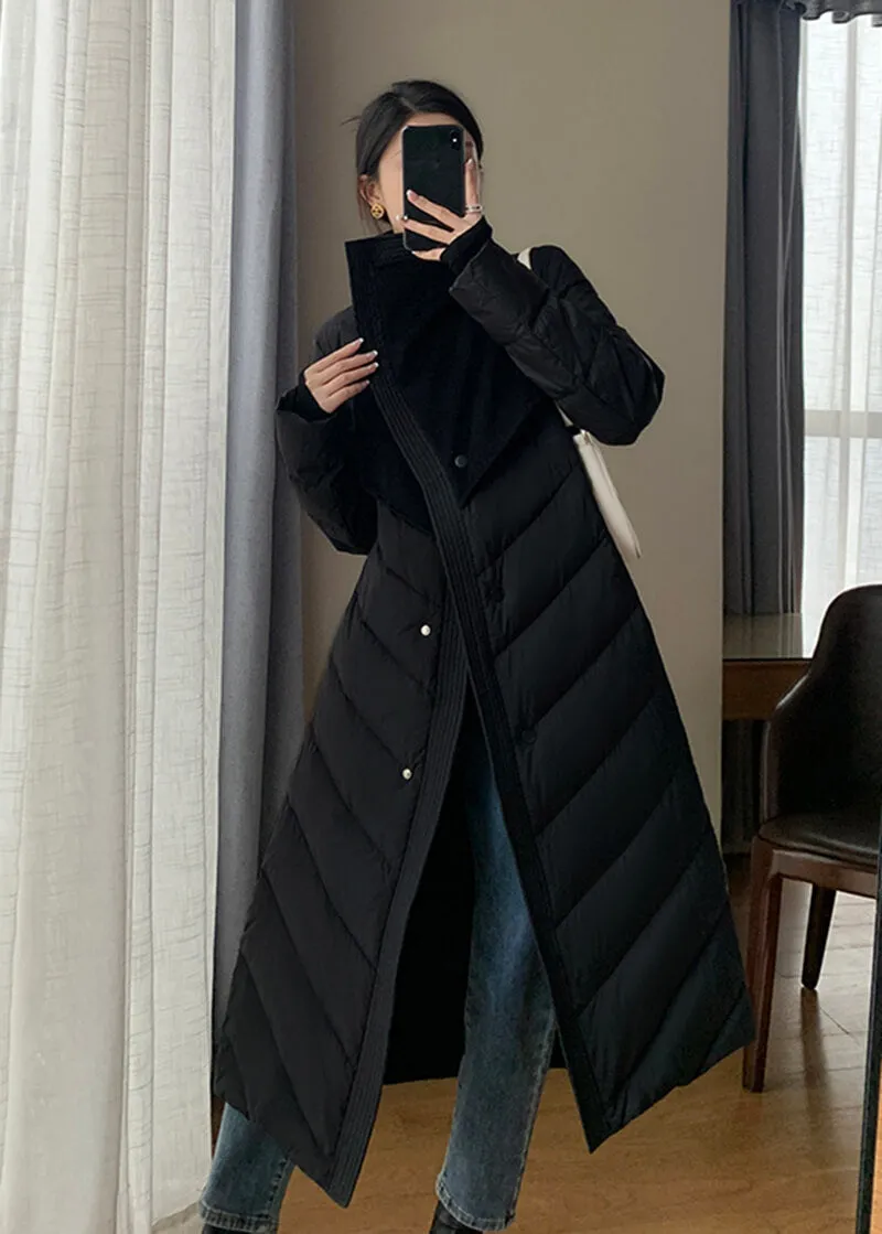 Down Puffer Patchwork Wool Blend Coat