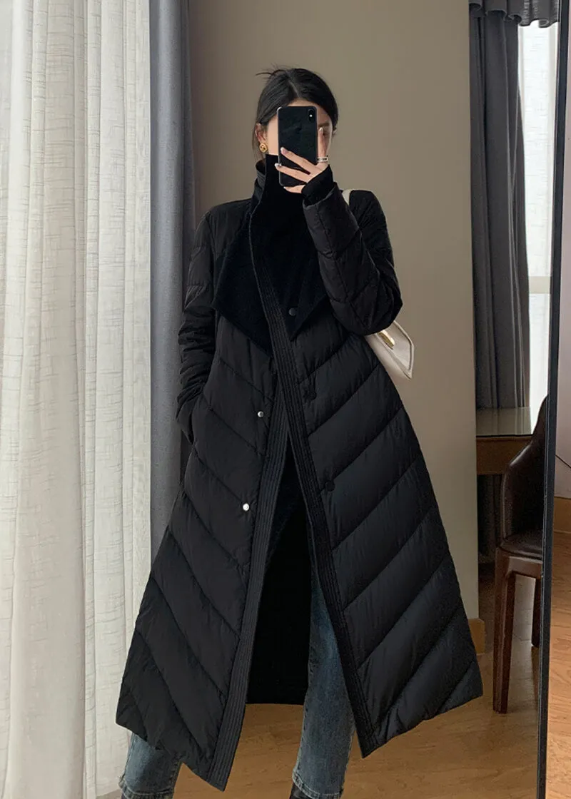 Down Puffer Patchwork Wool Blend Coat