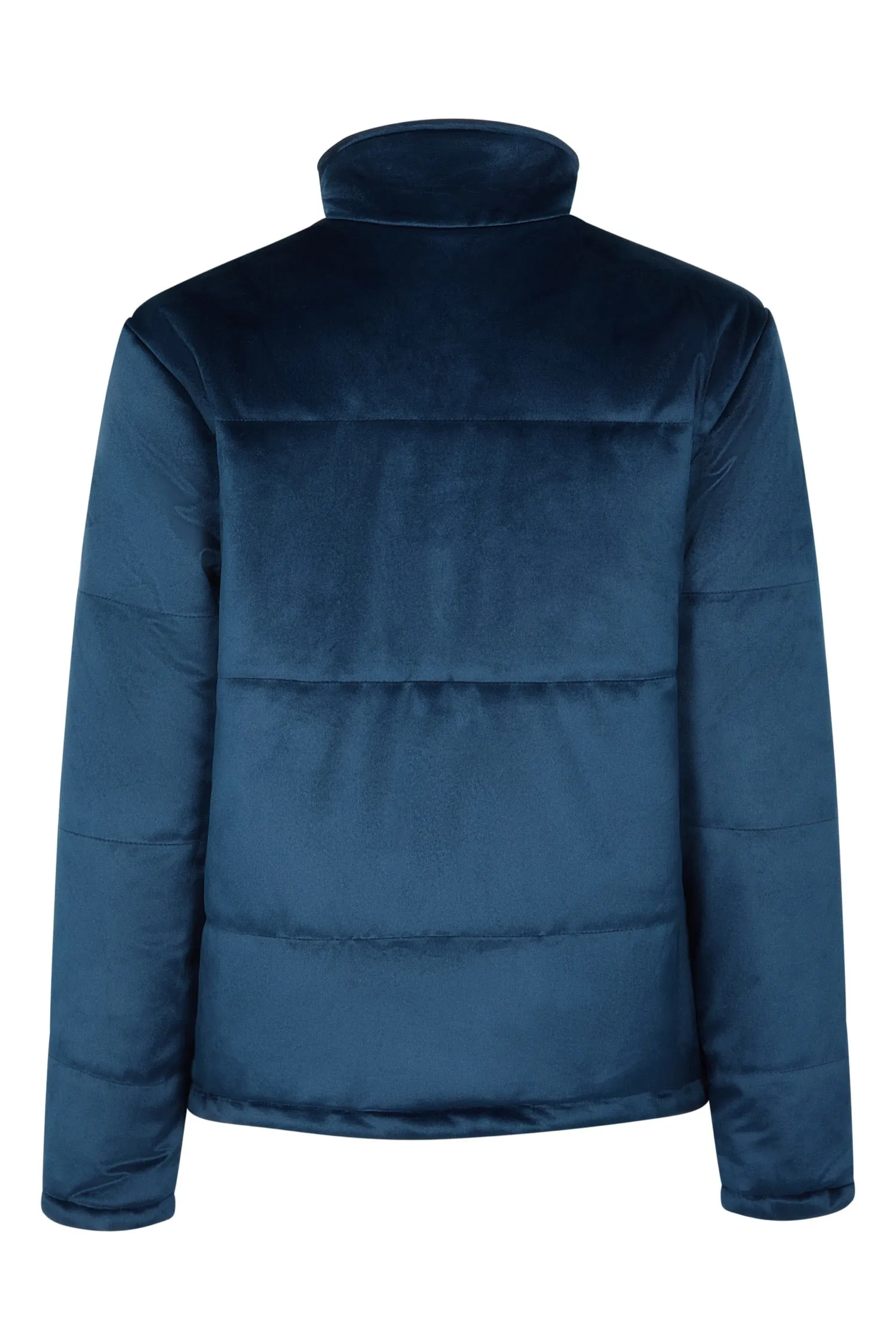 Ella Navy Velvet Winter Padded Jacket - 75% OFF