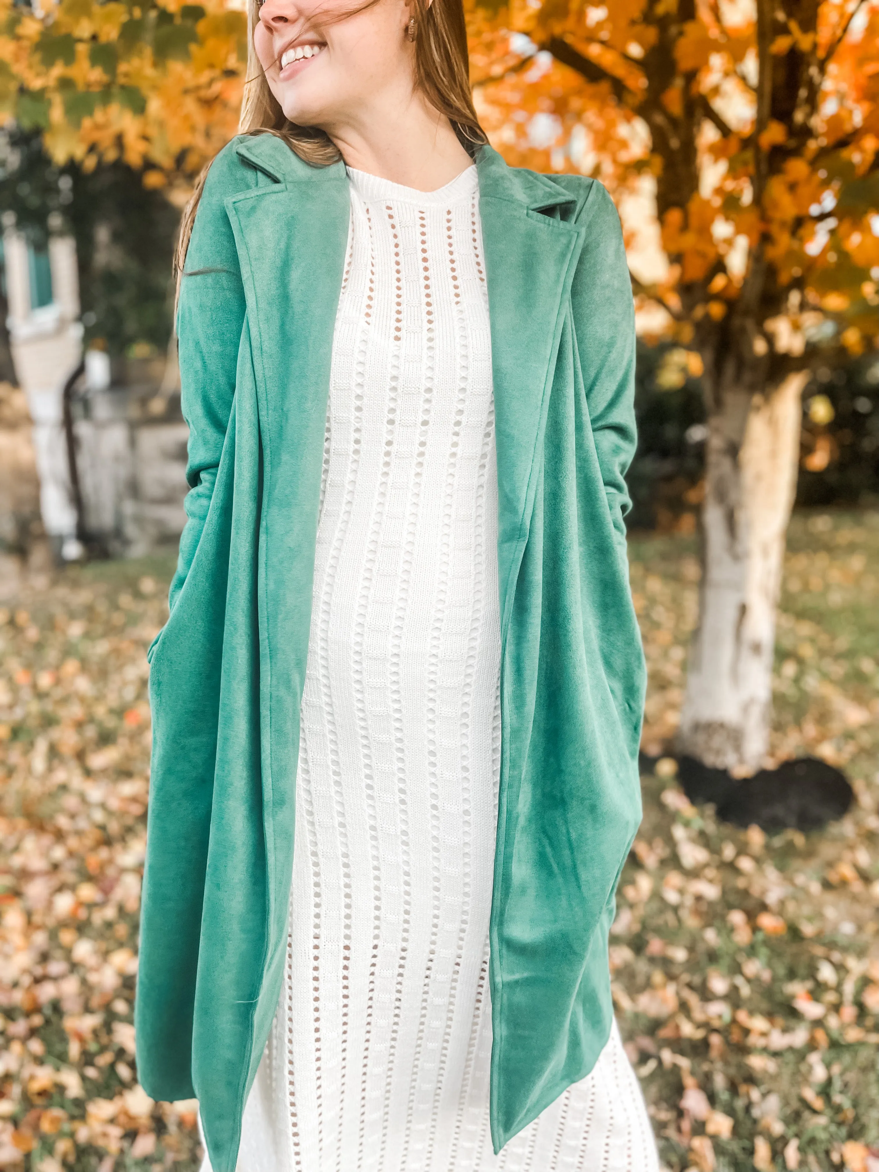 Emerald City Faux Suede Long Blazer