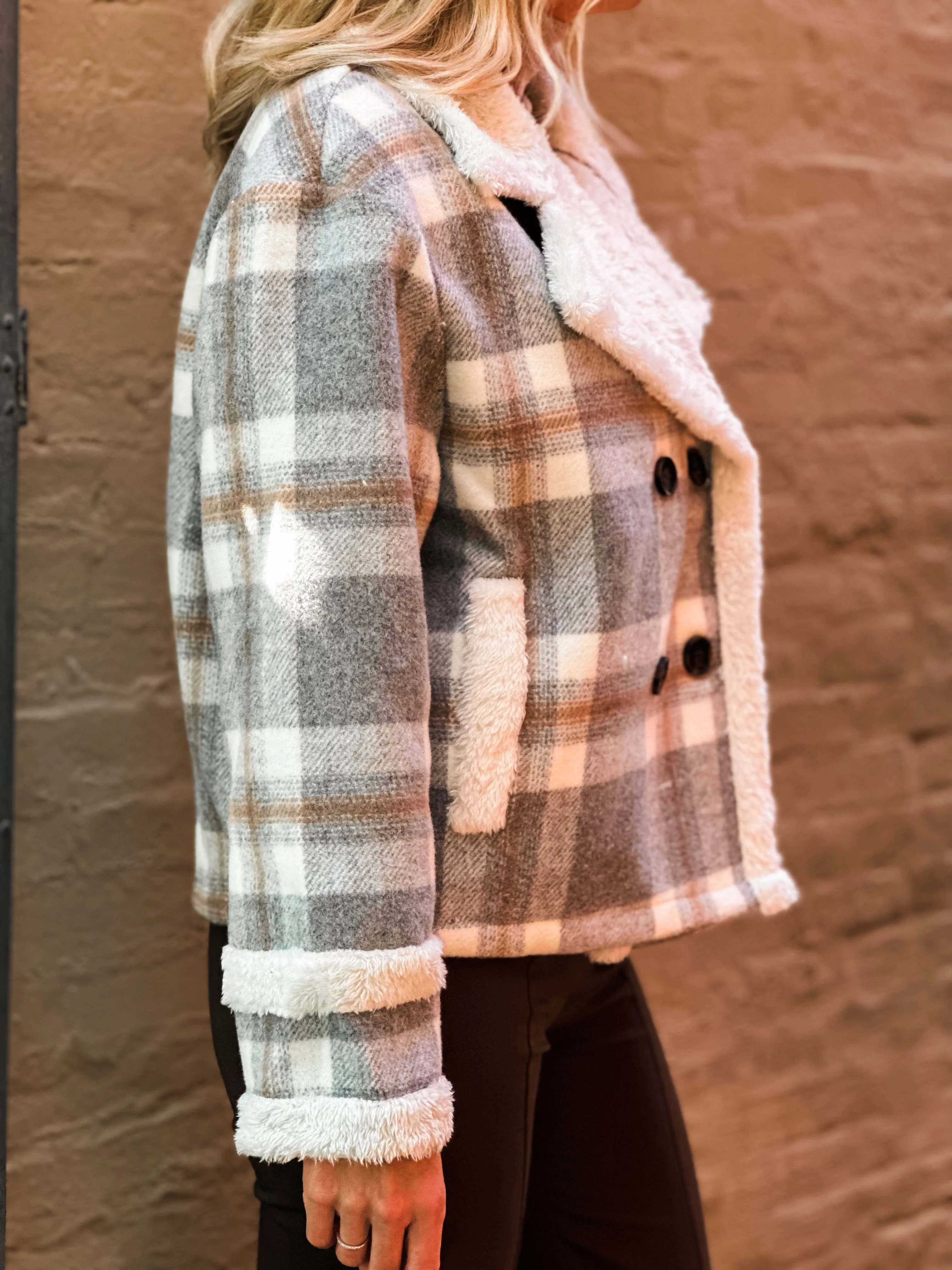 Everyday Plaid Faux Fur Jacket