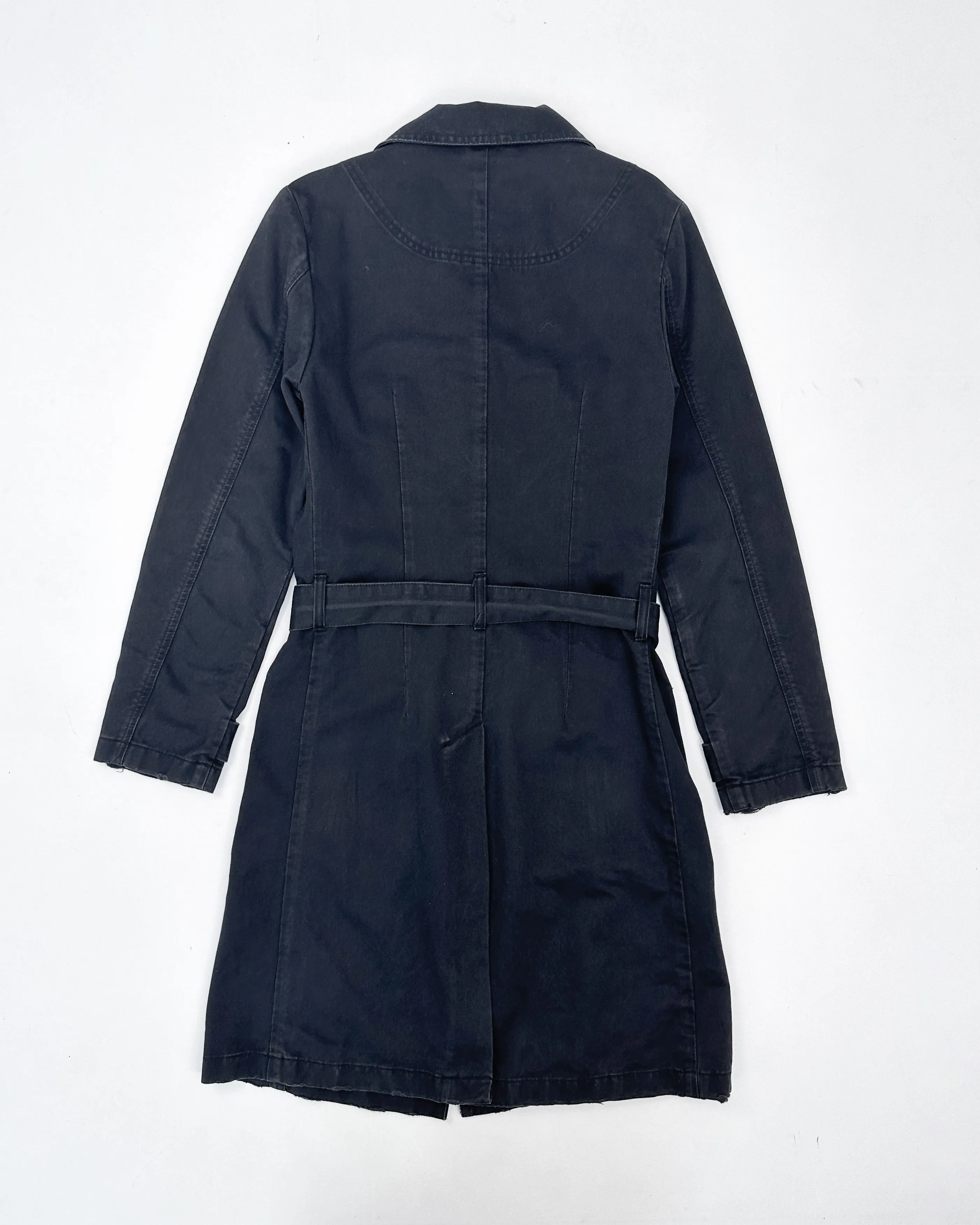 Evisu Donna Black Utility Trench Coat 2000's