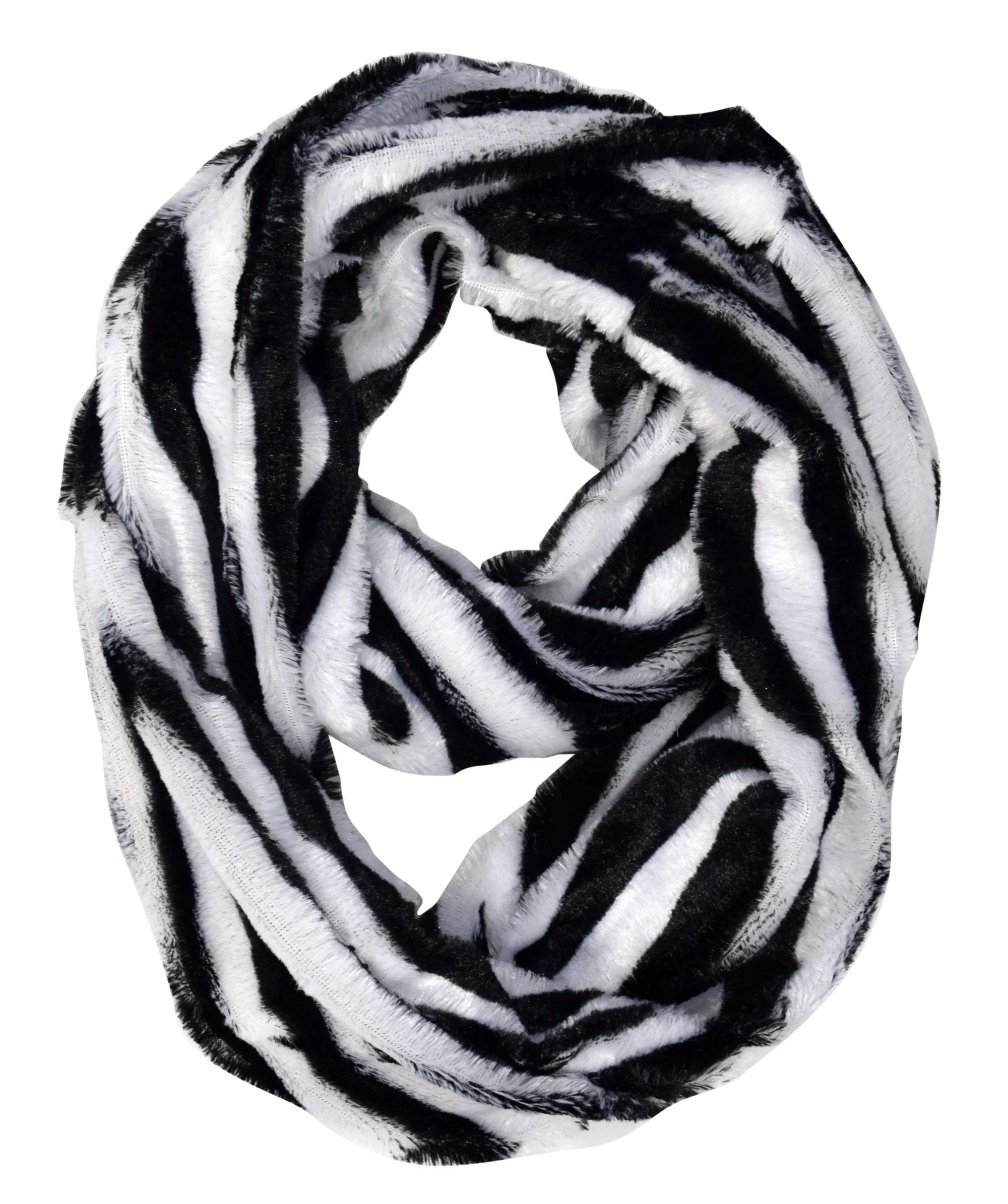 Faux fur Two Tone Plush Cowl Collar Infinity Loop Scarf