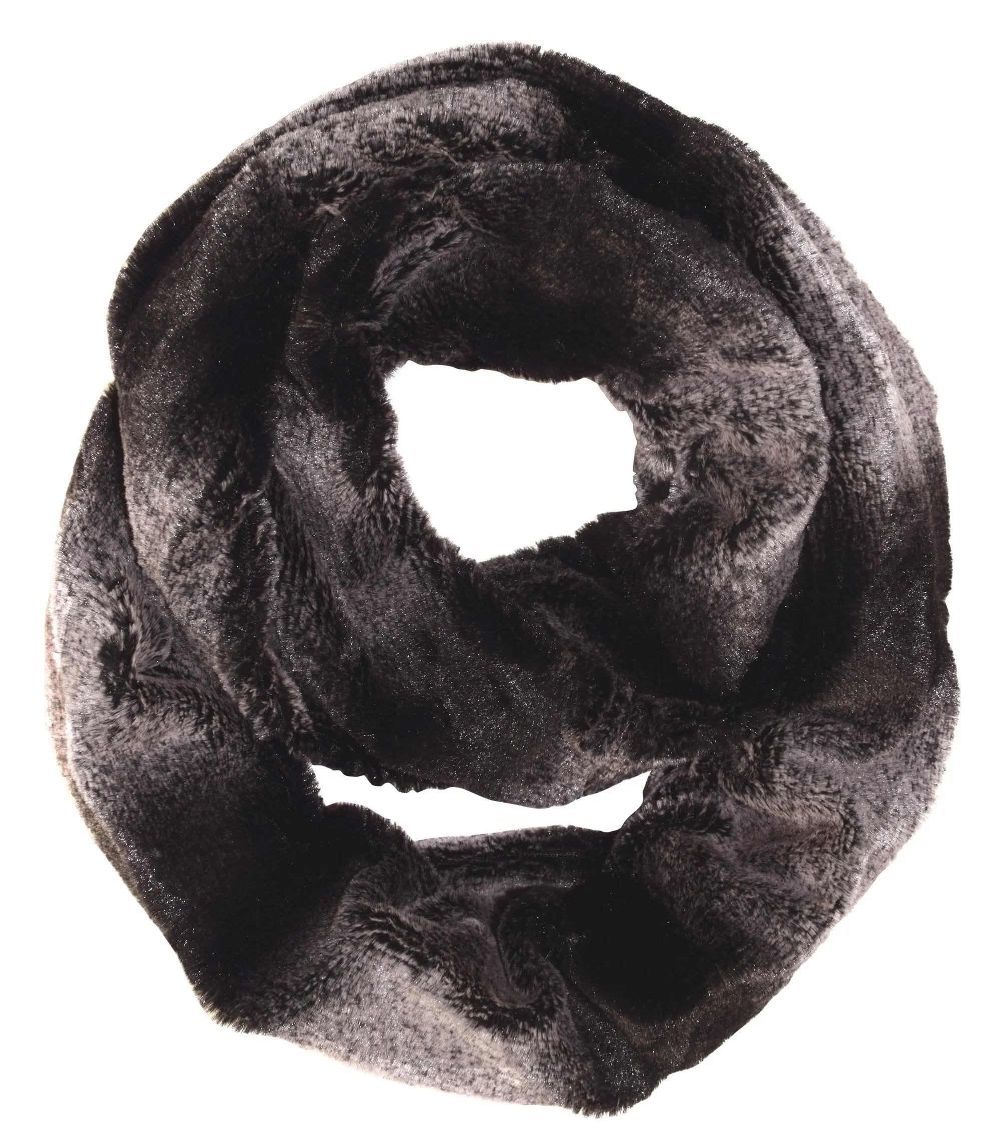 Faux fur Two Tone Plush Cowl Collar Infinity Loop Scarf