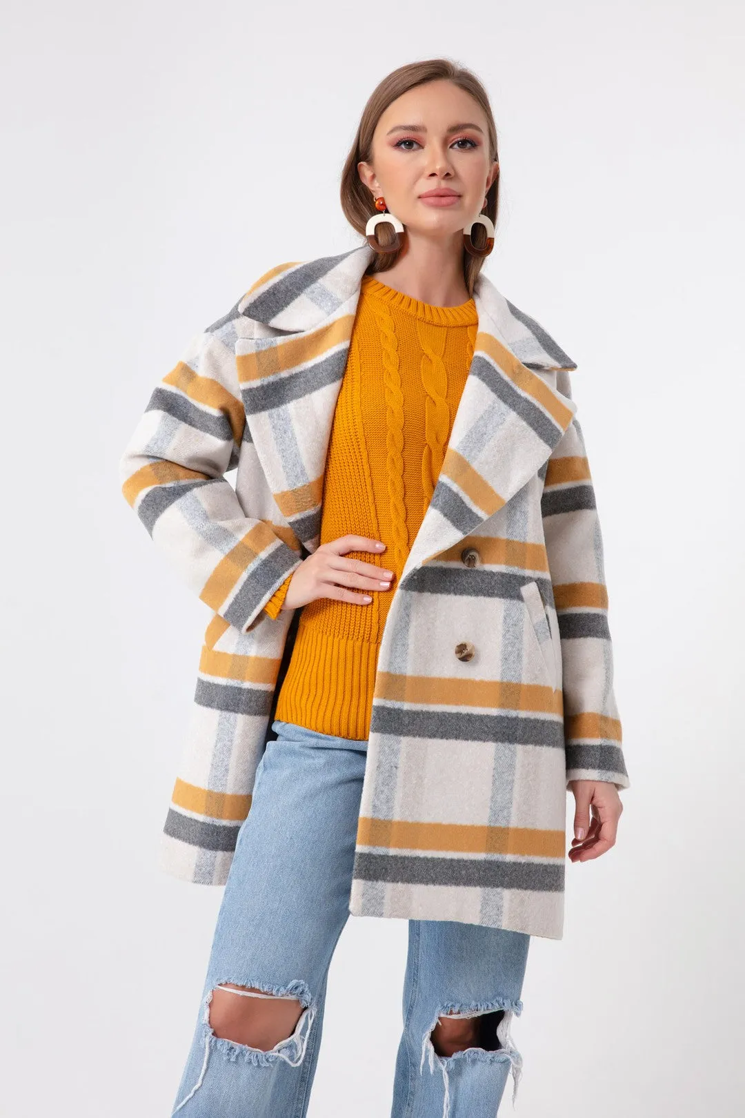 Female Plaid Pattern Coat