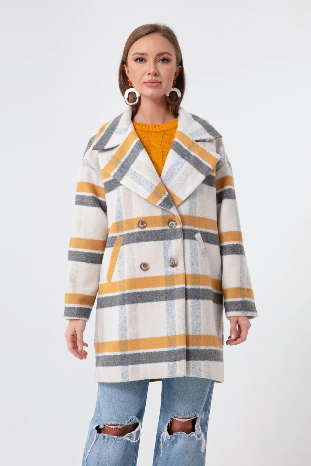 Female Plaid Pattern Coat