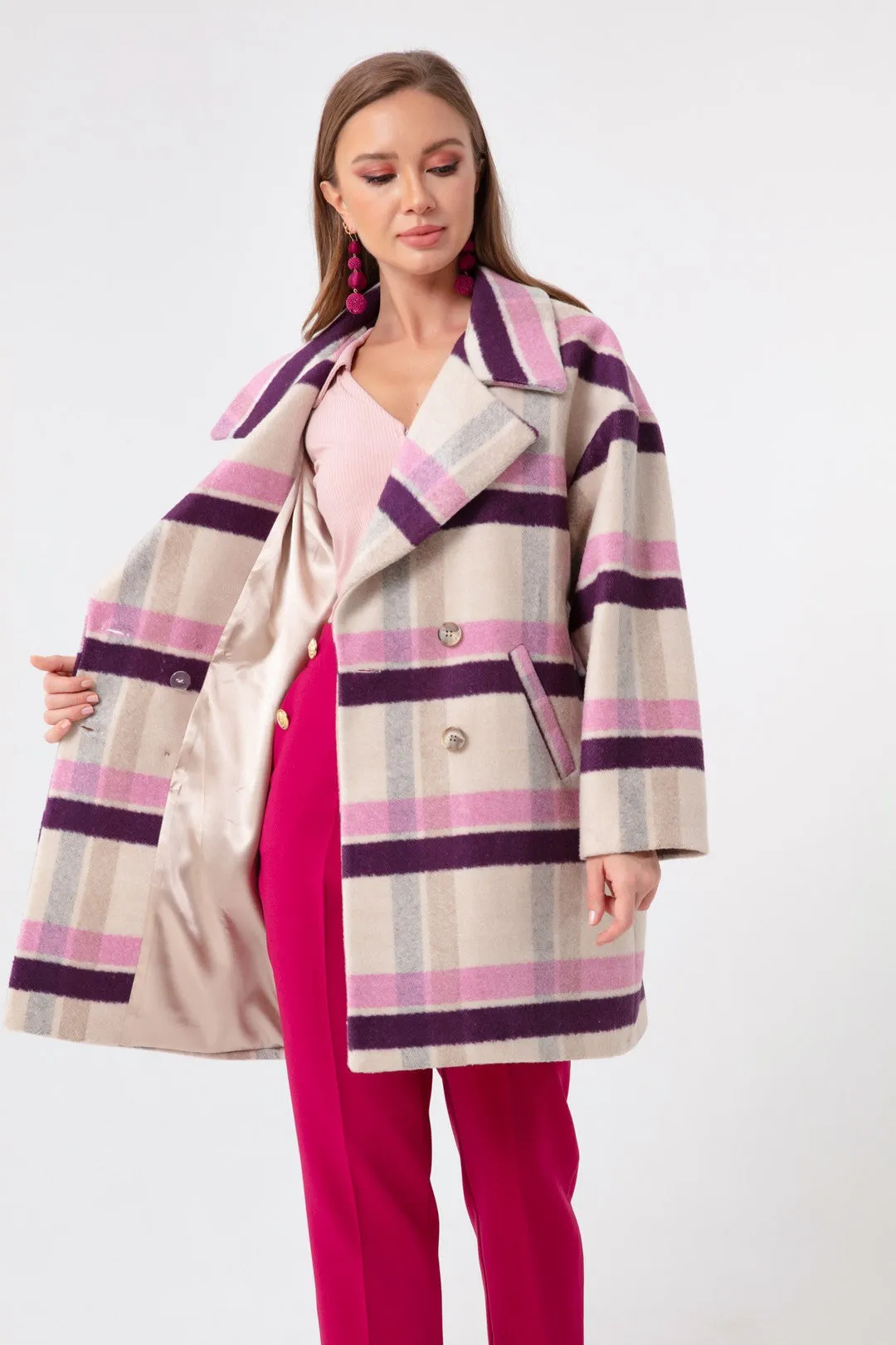 Female Plaid Pattern Coat