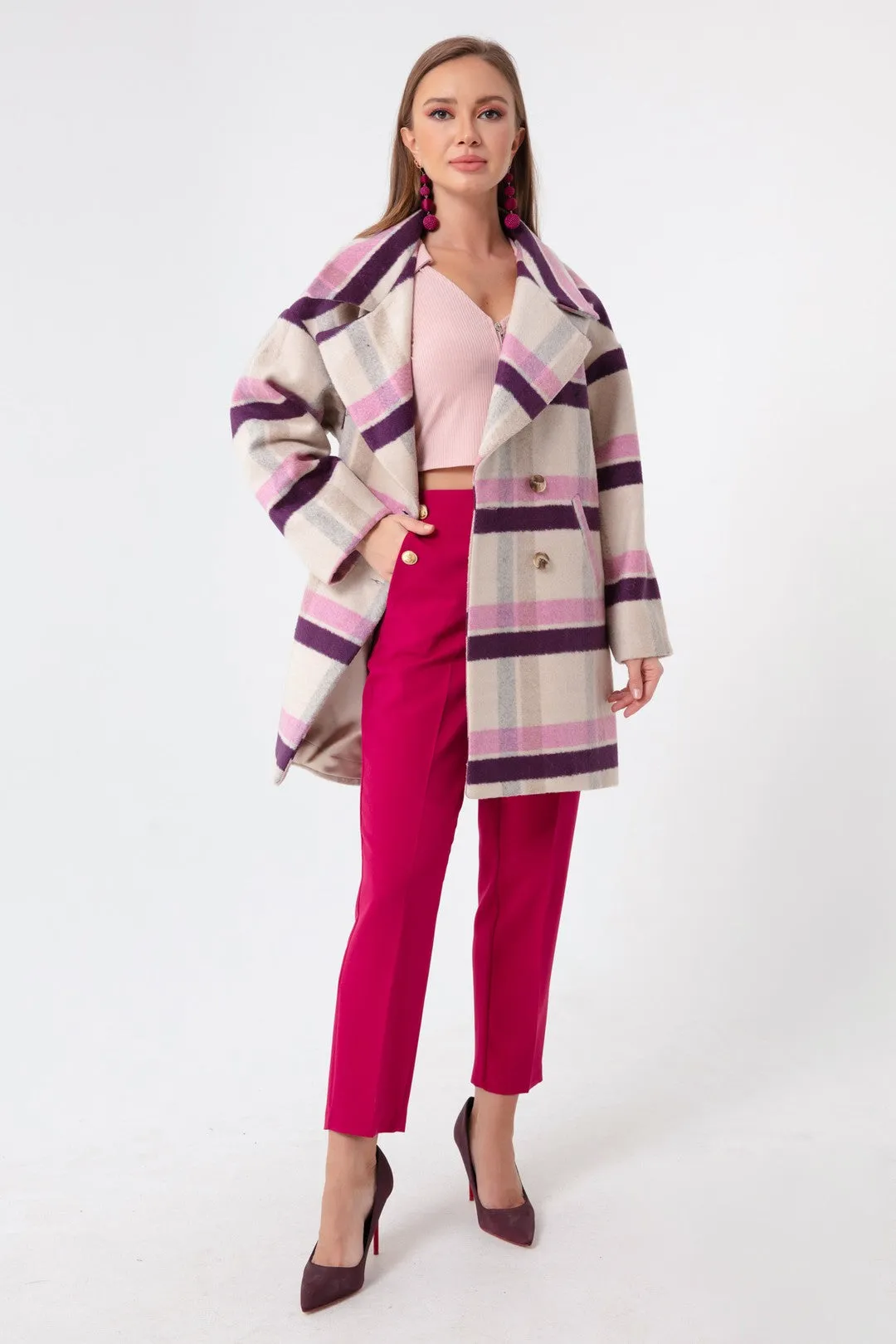 Female Plaid Pattern Coat