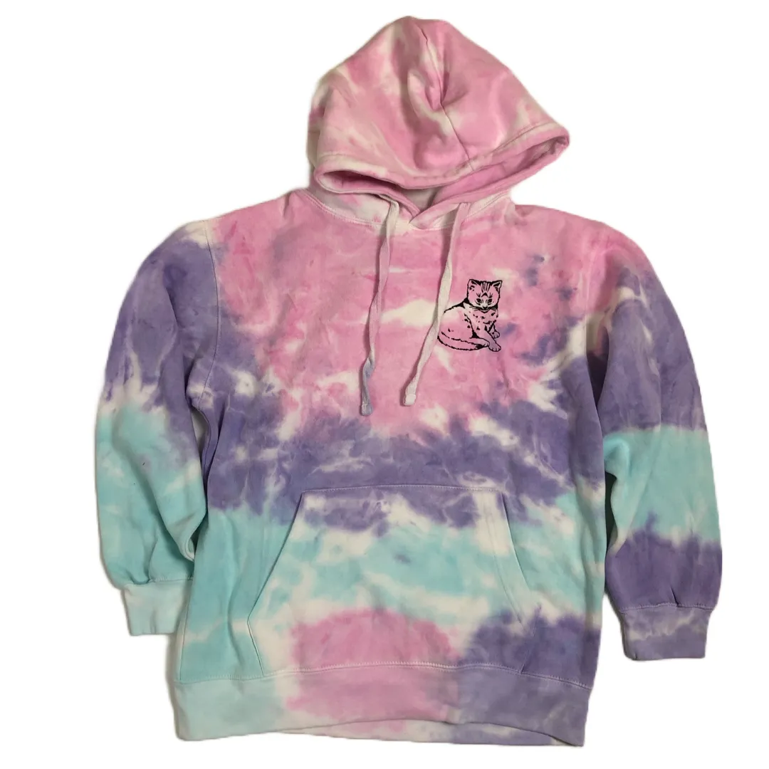 Focus Cat Tie-Dye Hoodie - Cotton Candy Version 2