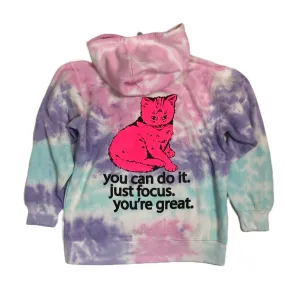 Focus Cat Tie-Dye Hoodie - Cotton Candy Version 2