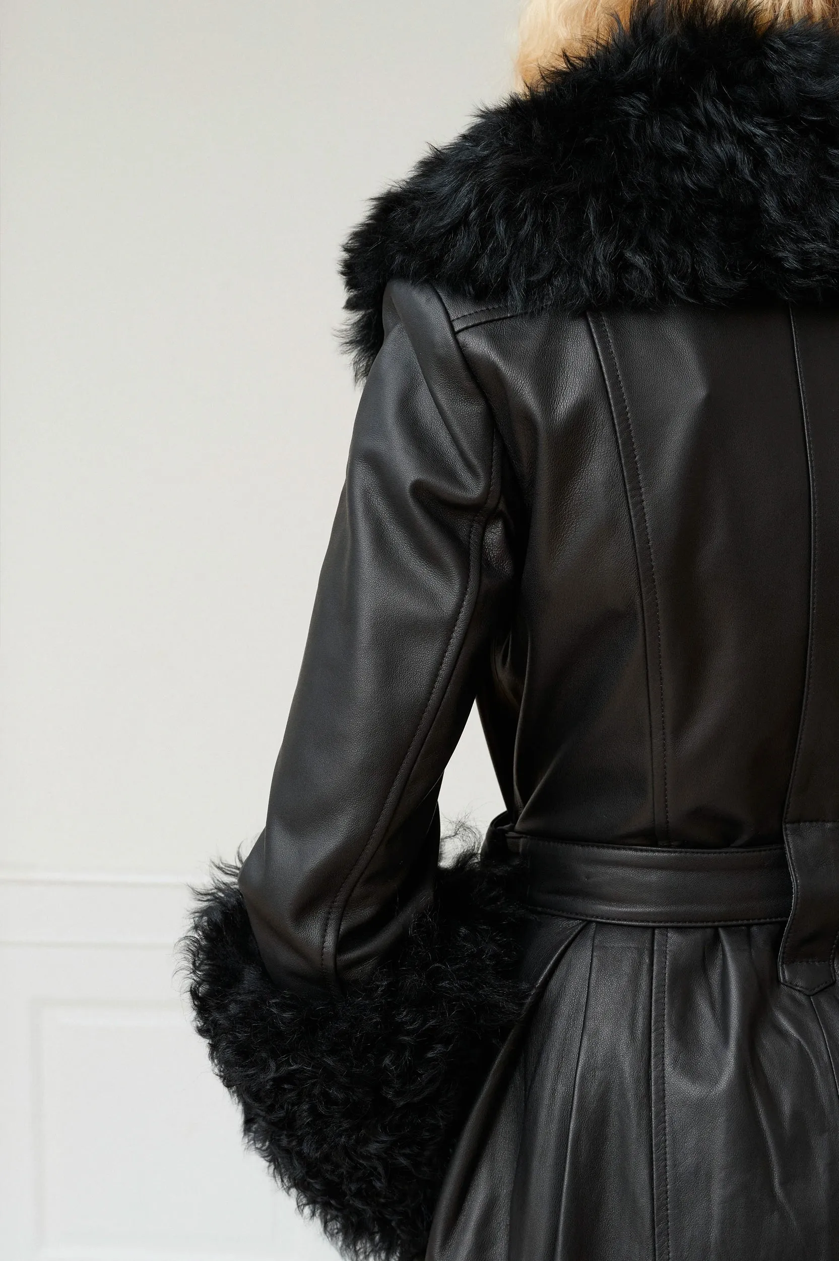 Foxy Shearling Coat in Black