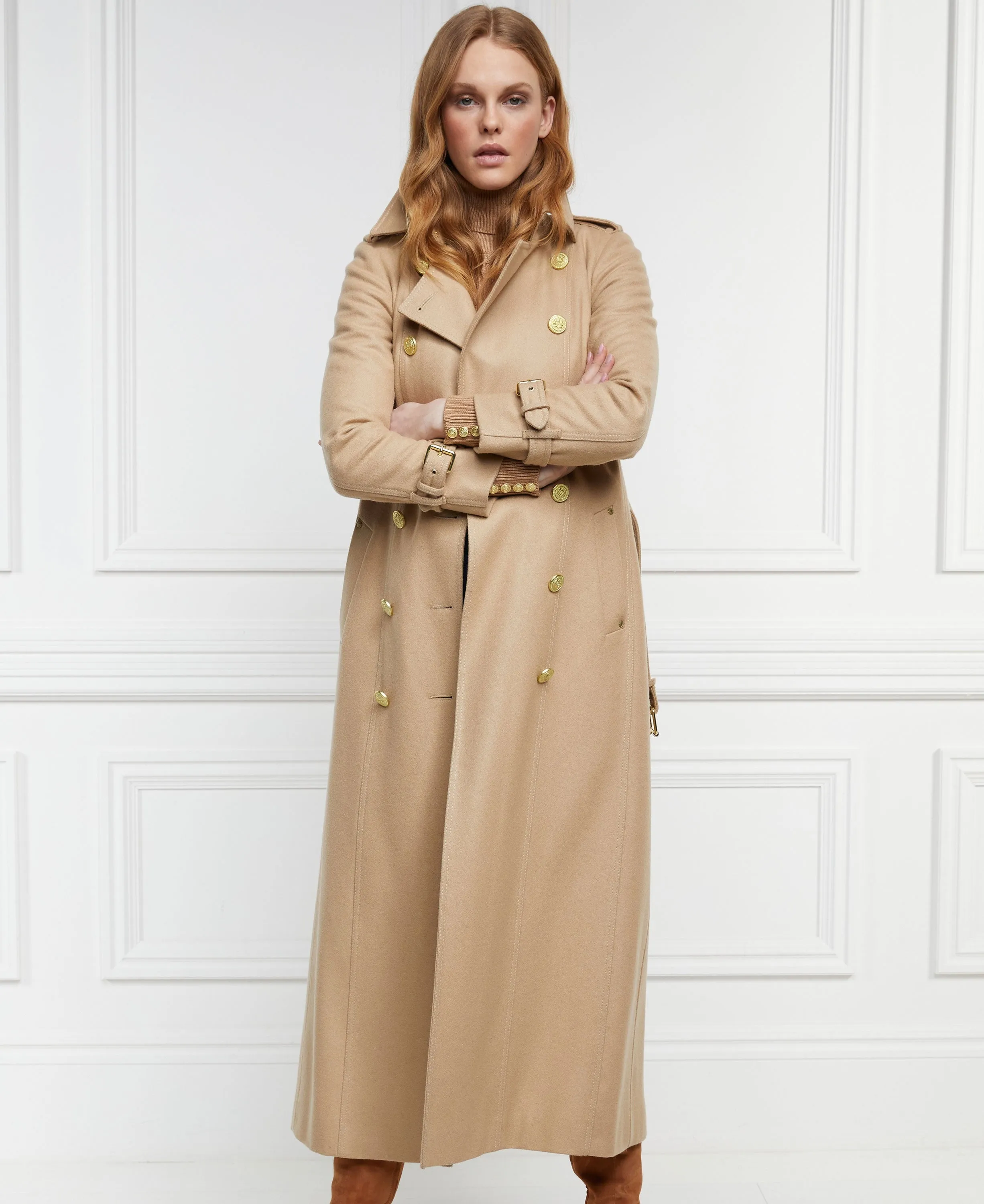 Full Length Marlborough Trench Coat - Camel