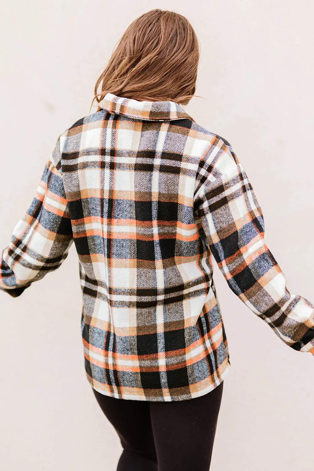 Geometric Plaid Print Pocketed Shirt