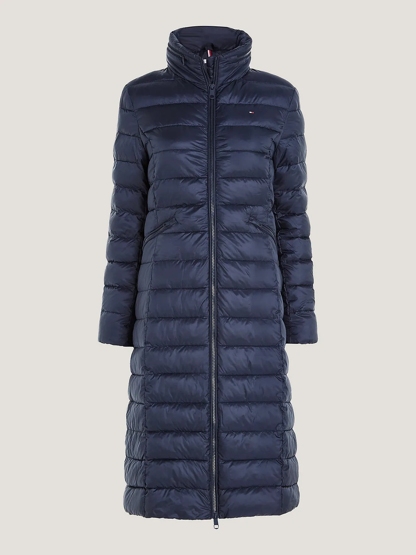 GLOBAL STRIPE RECYCLED MAXI PADDED COAT Navy