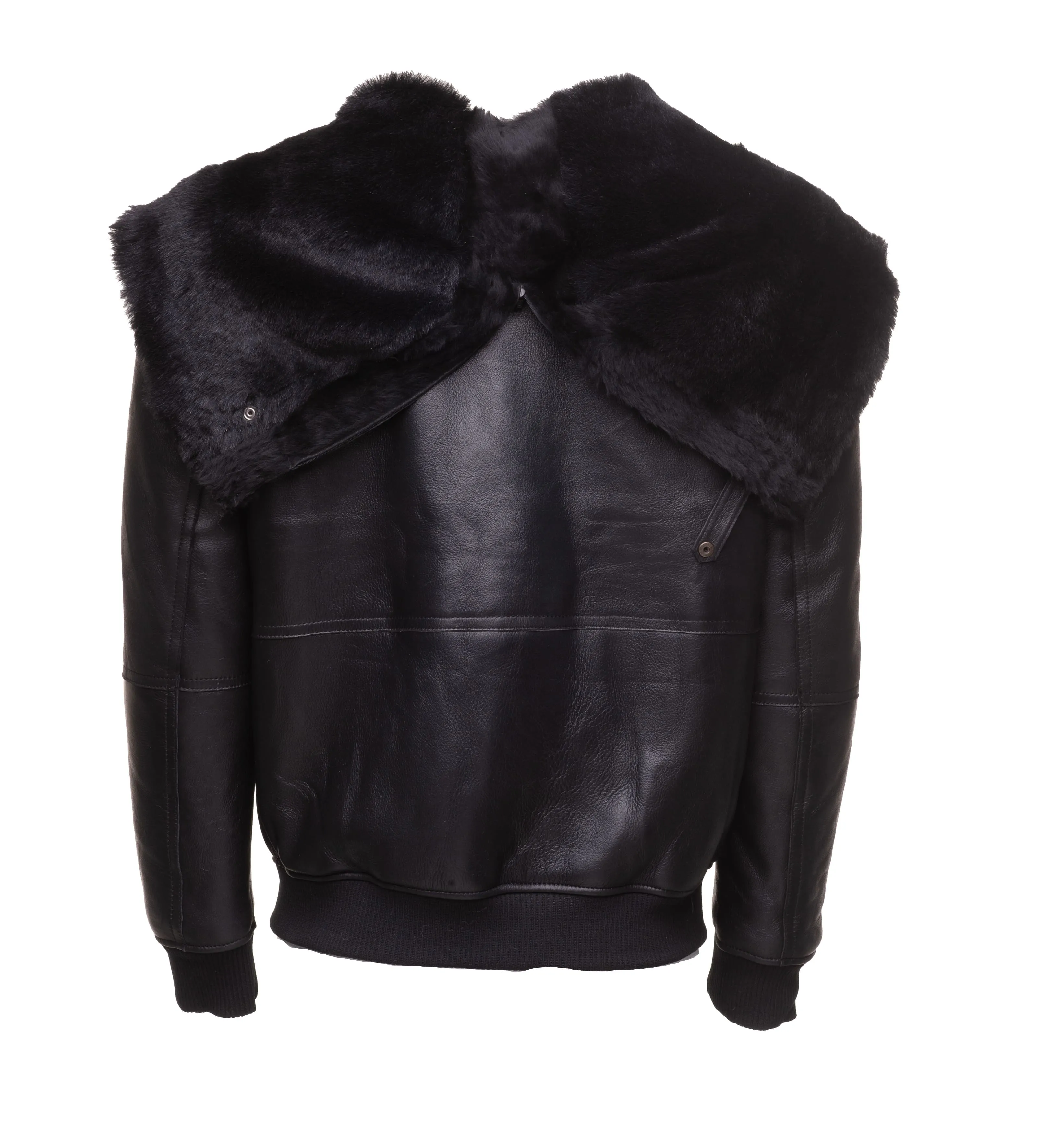 Gregos Varsity Style Sheepskin Shearling Jacket with Large Hoodie