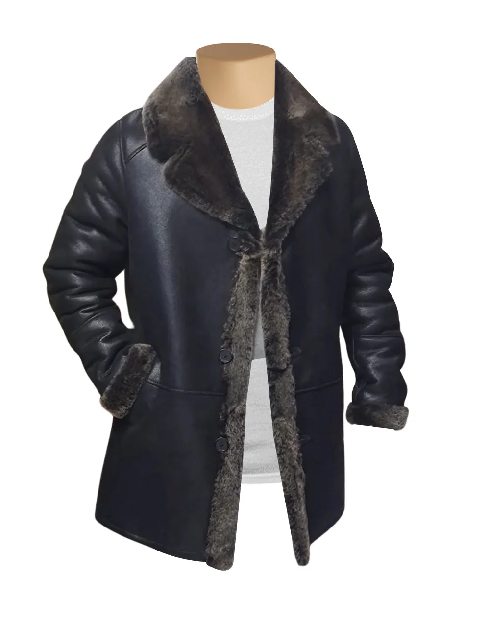 Hal Park's Black Traditional shearling sheepskin coat