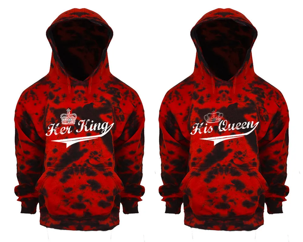 Her King His Queen Couple Tie Dye Pullover Hoodies, Matching Tie Dye Hoodies