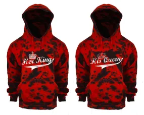 Her King His Queen Couple Tie Dye Pullover Hoodies, Matching Tie Dye Hoodies