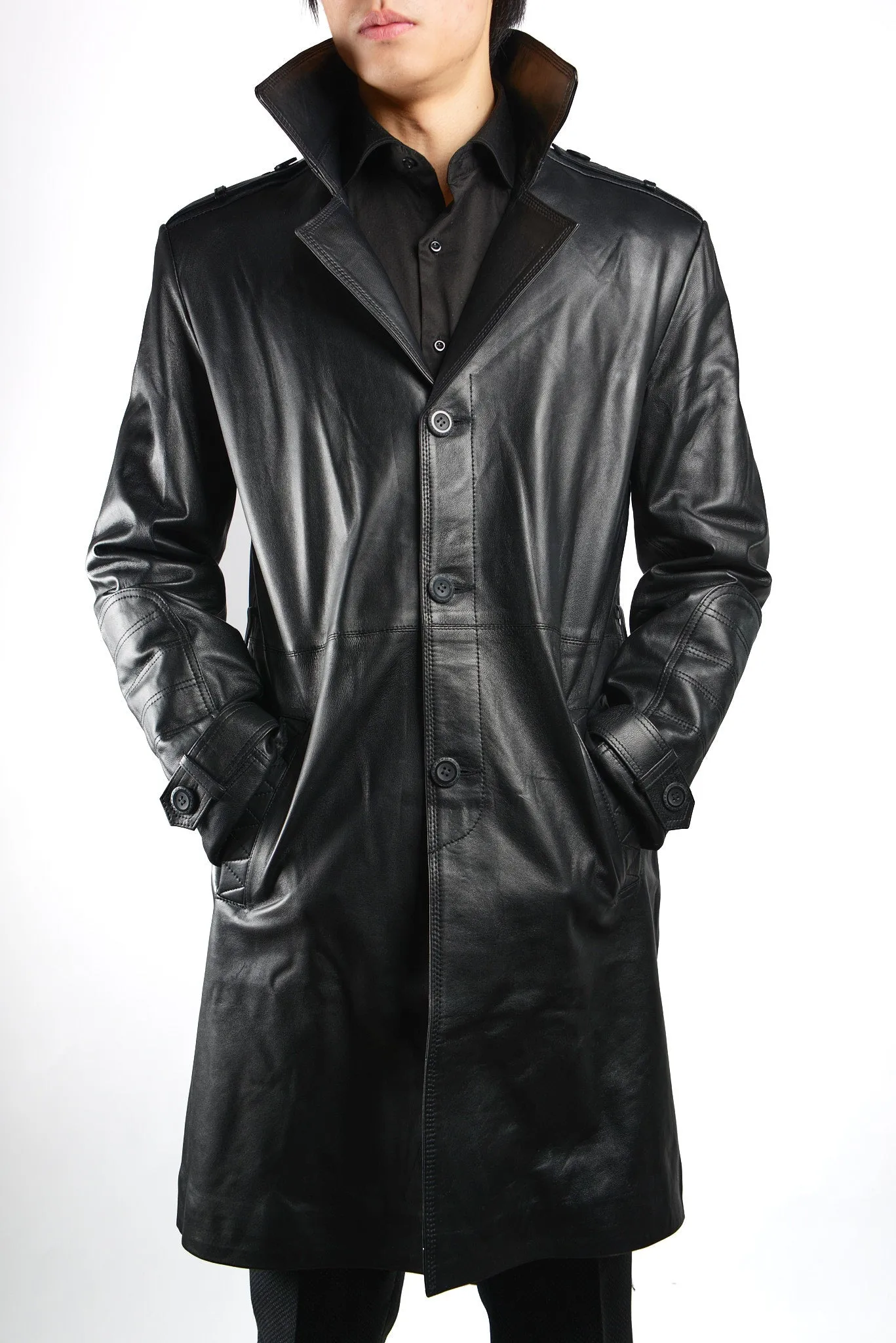 Holloway 3/4 Leather Trench Coat