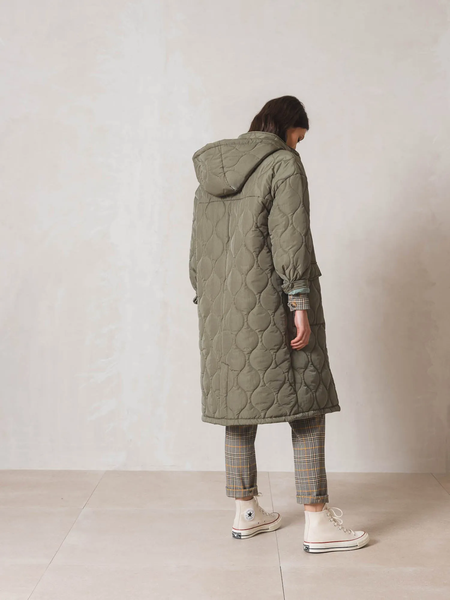 Indi & Cold Fern Quilted Long Jacket