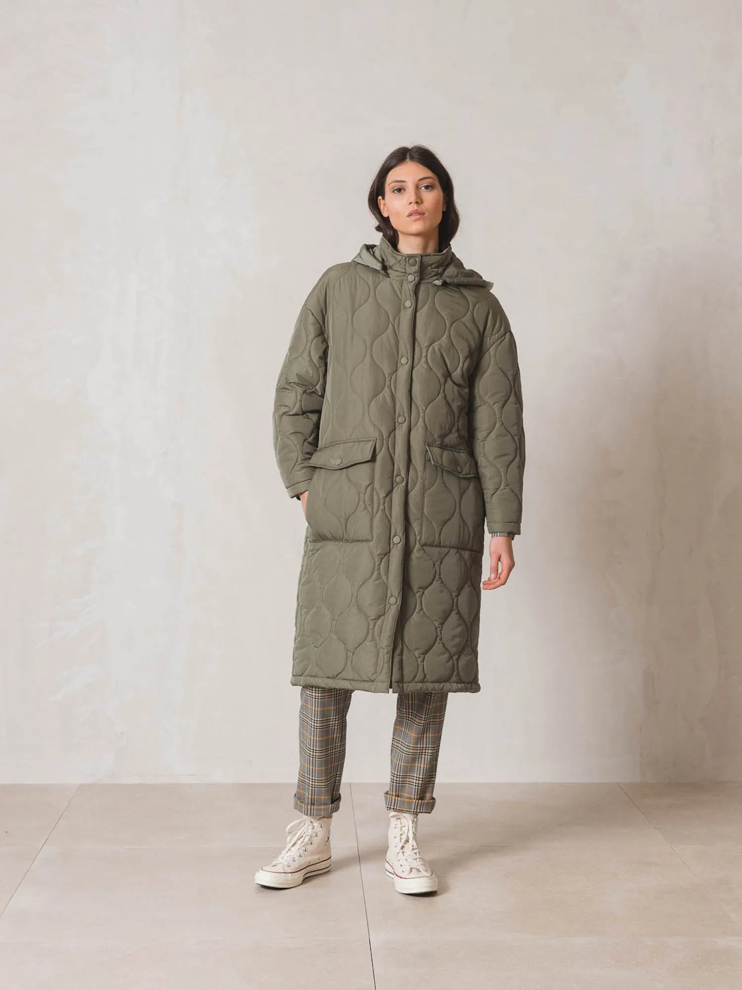 Indi & Cold Fern Quilted Long Jacket