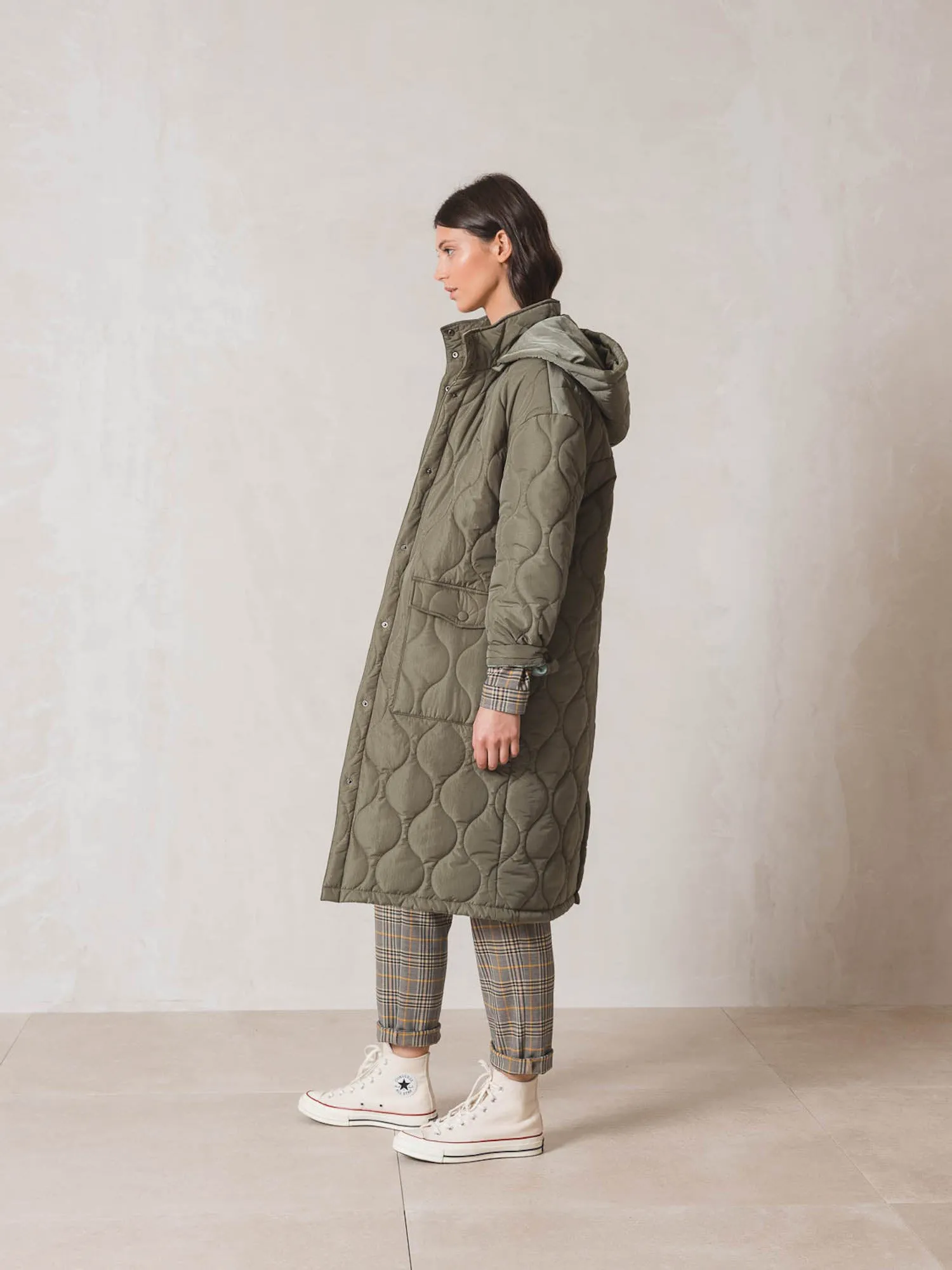 Indi & Cold Fern Quilted Long Jacket