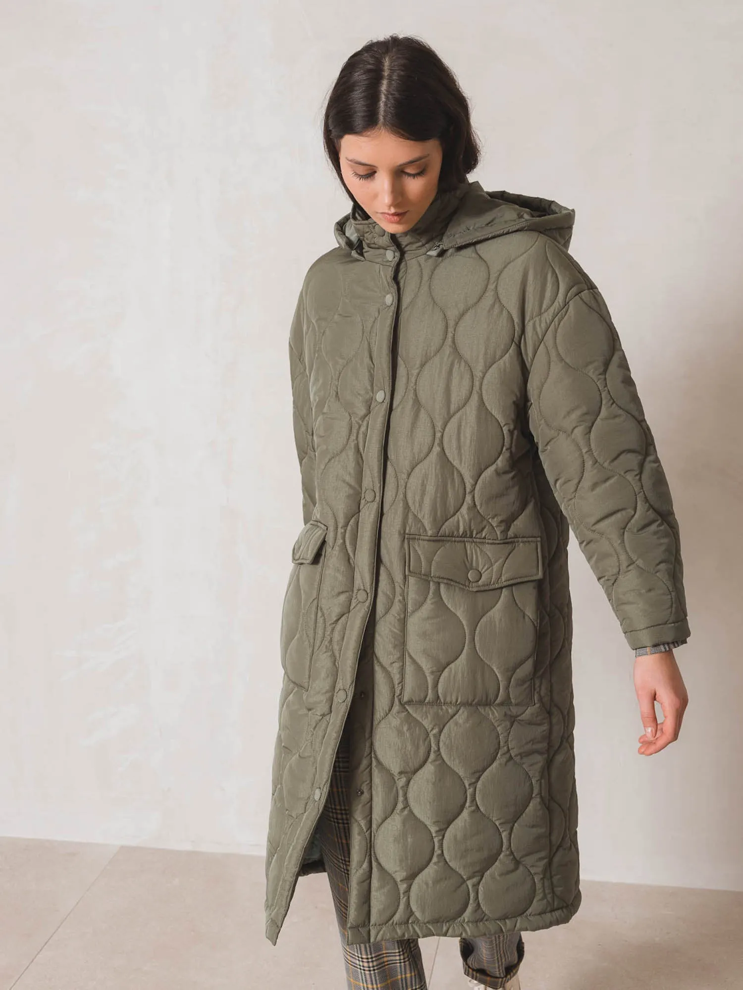 Indi & Cold Fern Quilted Long Jacket