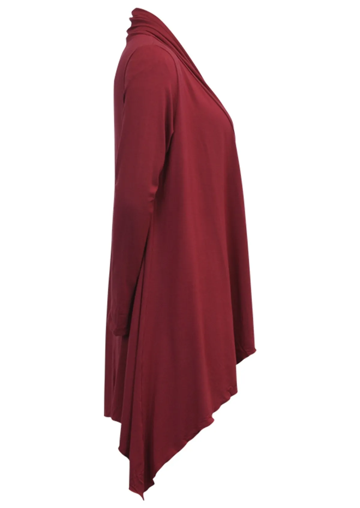 Irregular Hem Stretch Cardi Maroon