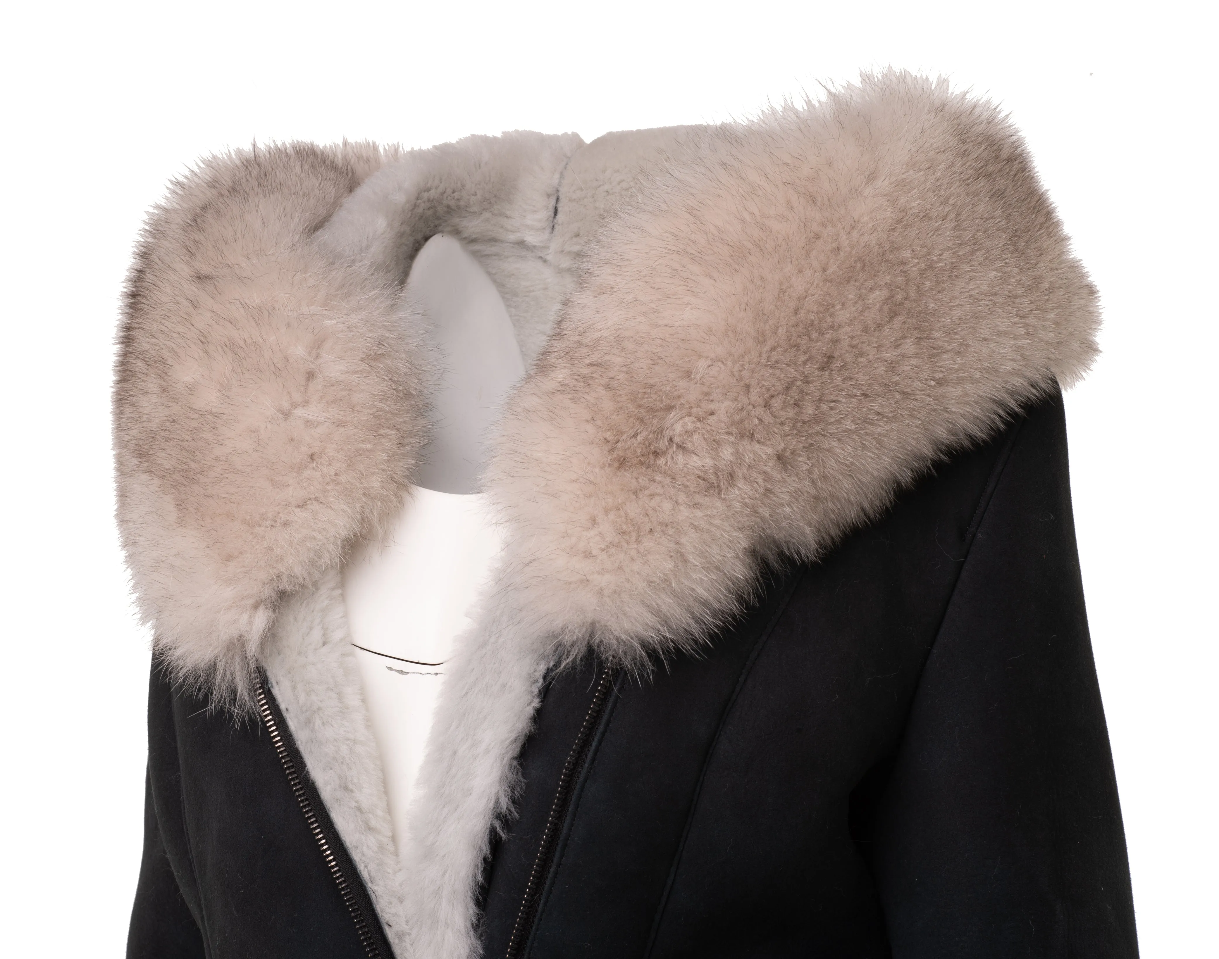 Izzy's Shearling coat with fox fur trim