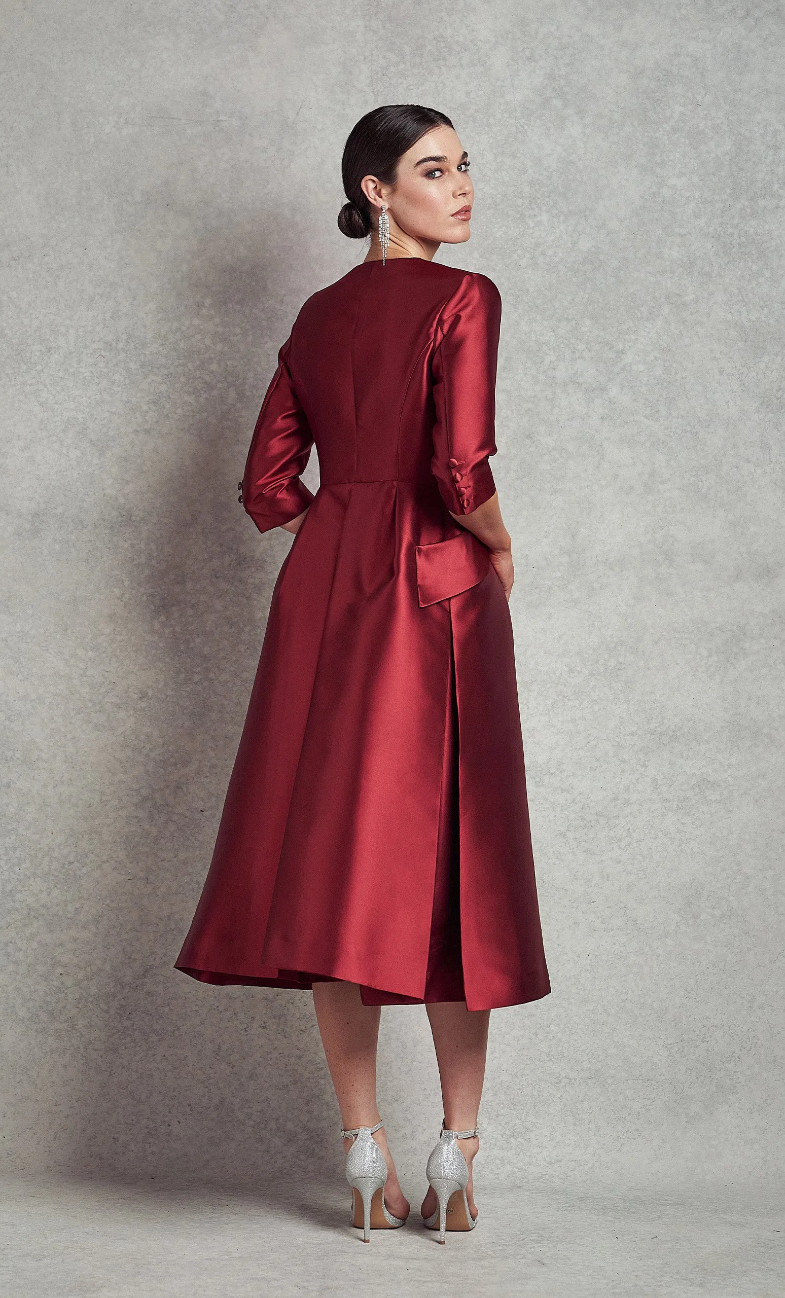 Jackie O Dress Coat - Wine Red