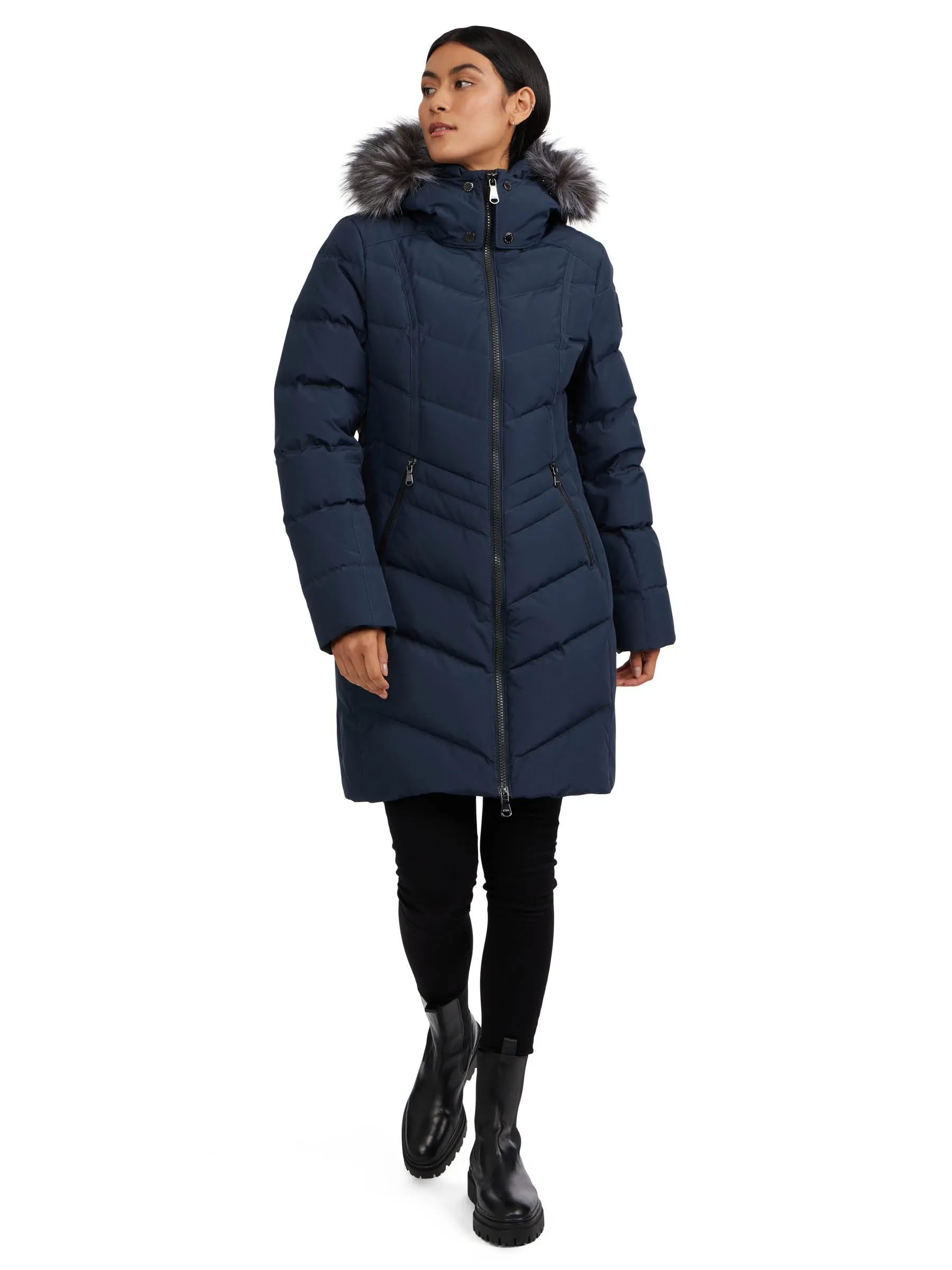 January Women's Quilted Puffer w/ Faux Fur