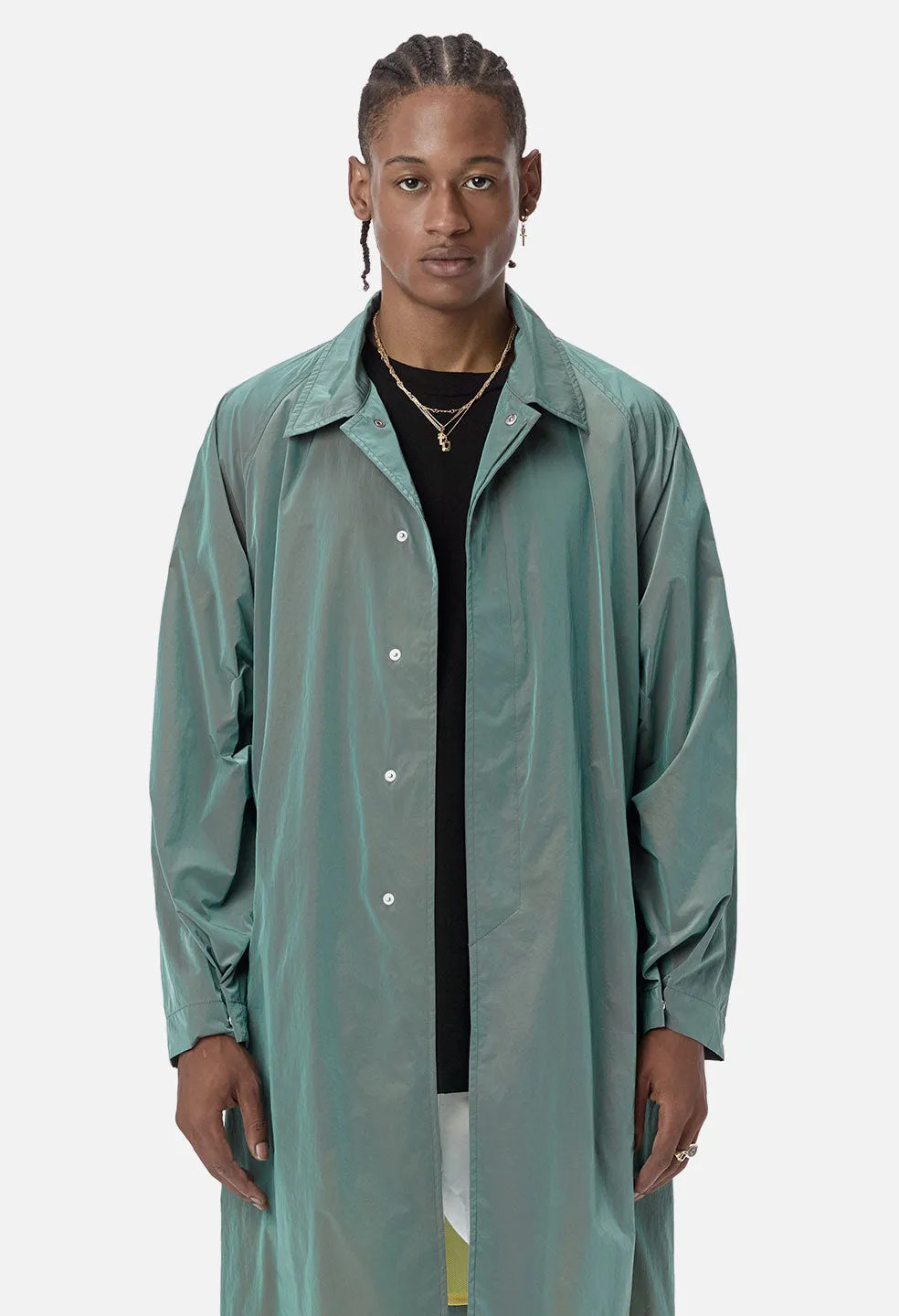 JE X CAT Iridescent Nylon Trench / Grey