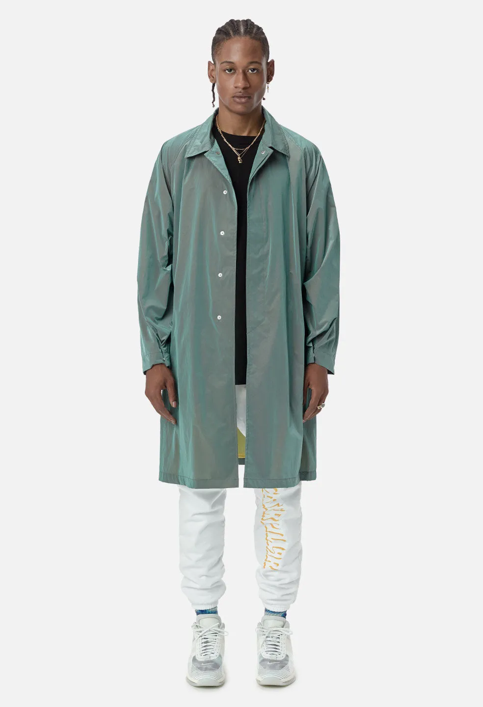 JE X CAT Iridescent Nylon Trench / Grey