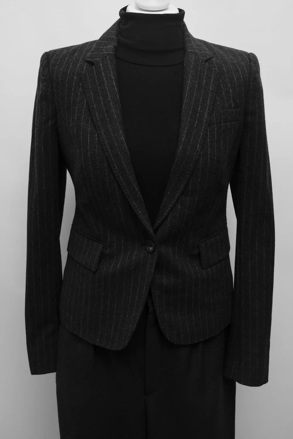 JOSEPH PURE WOOL GREY STRIPES BLAZER