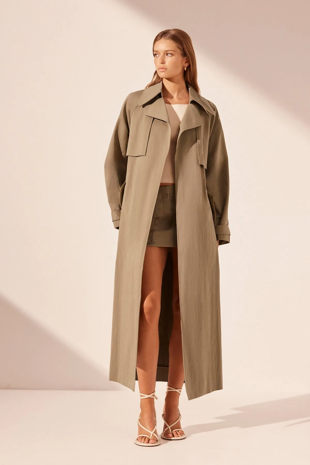 KAI RELAXED TRENCH COAT - GREY KHAKI