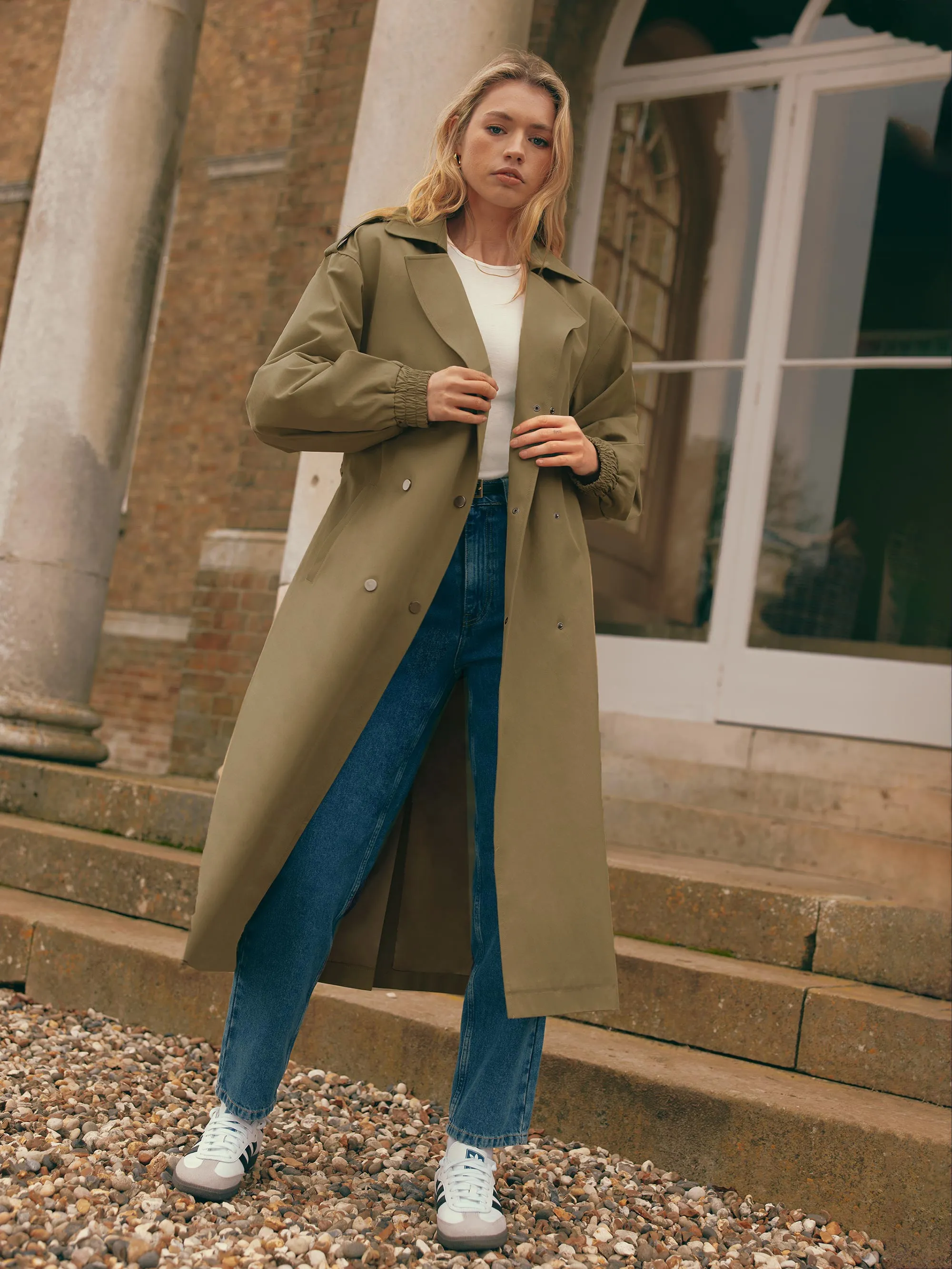 Khaki Belted Trench Coat