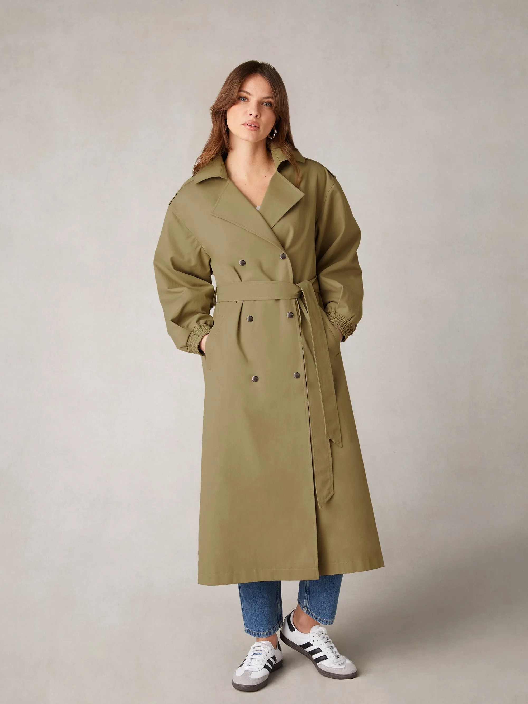 Khaki Belted Trench Coat