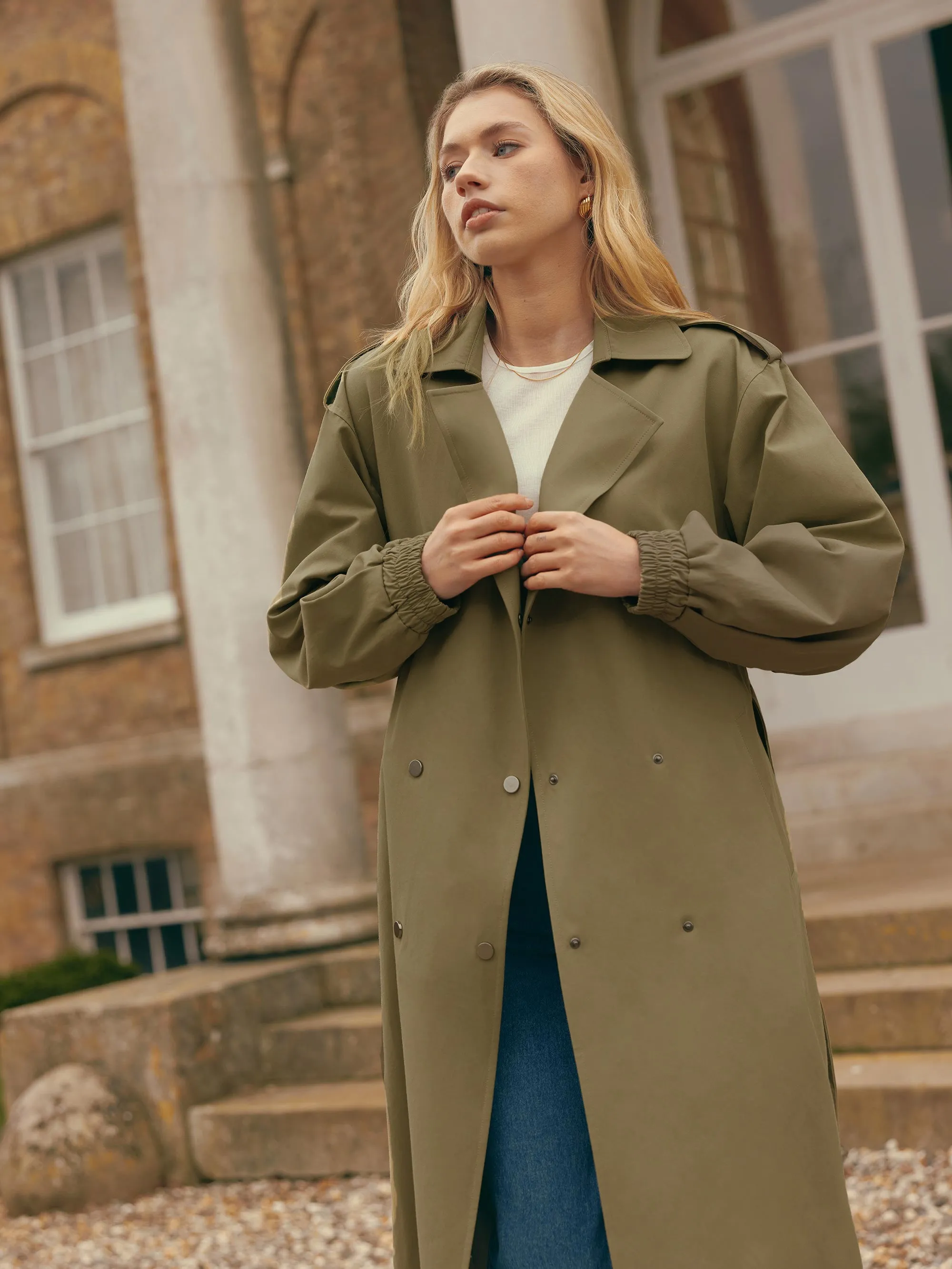 Khaki Belted Trench Coat