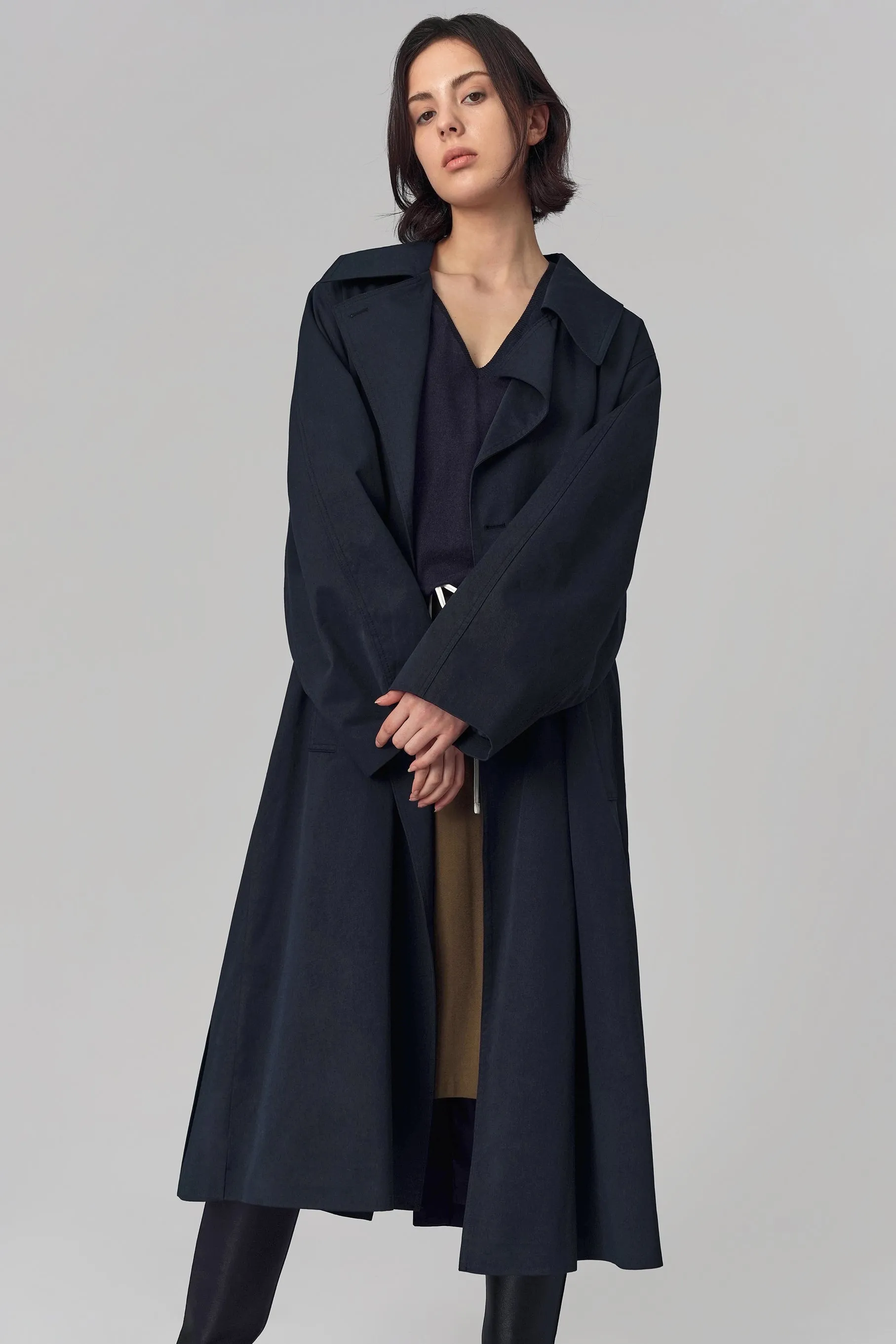 Lable Trench Coat, Navy